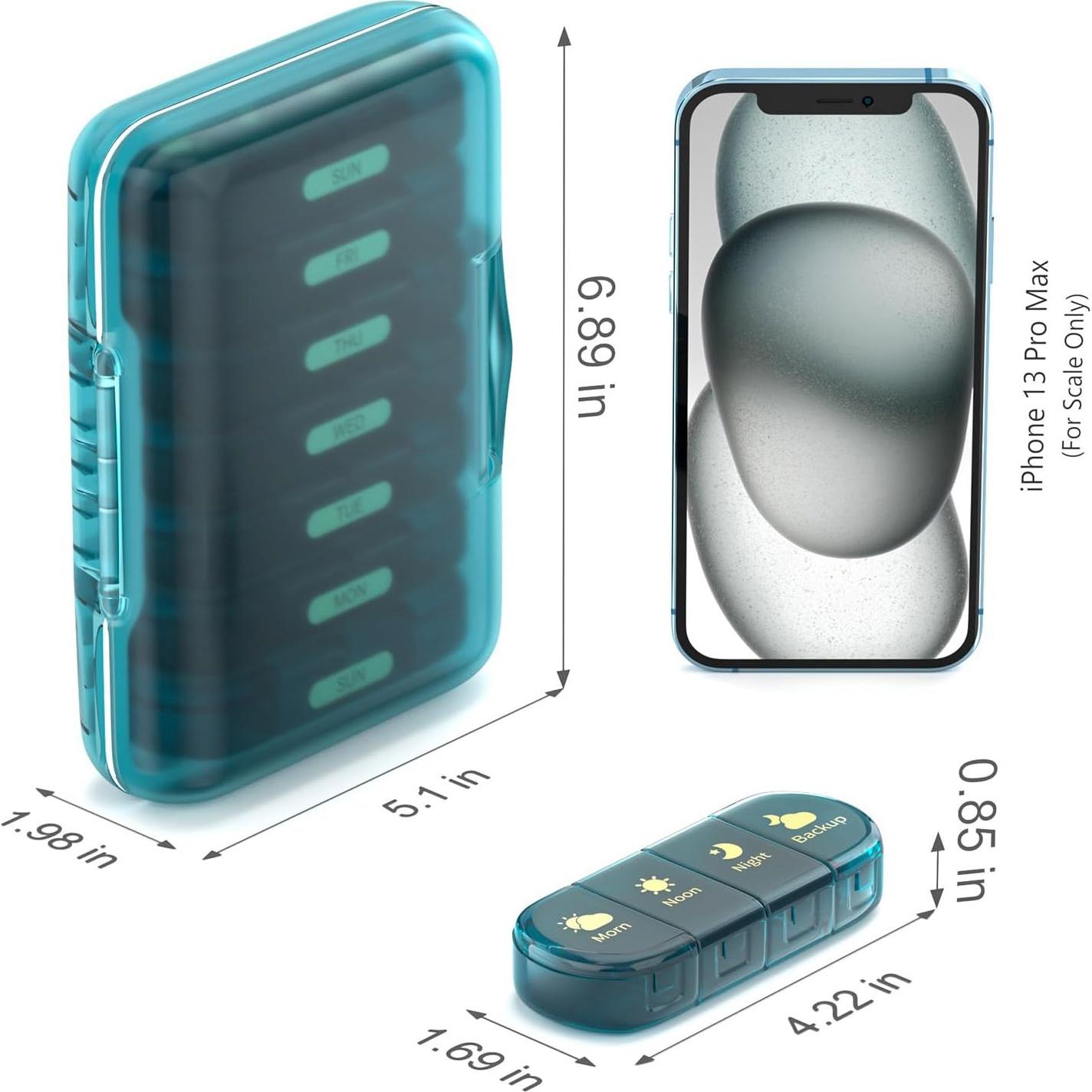 Organizador Semanal de Pastillas 4 Veces al Día Codcaw Azul