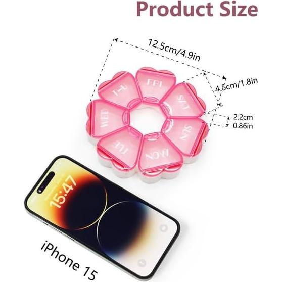 Organizador de Pastillas Floral Furain 7 Días Rosa BPA Libre