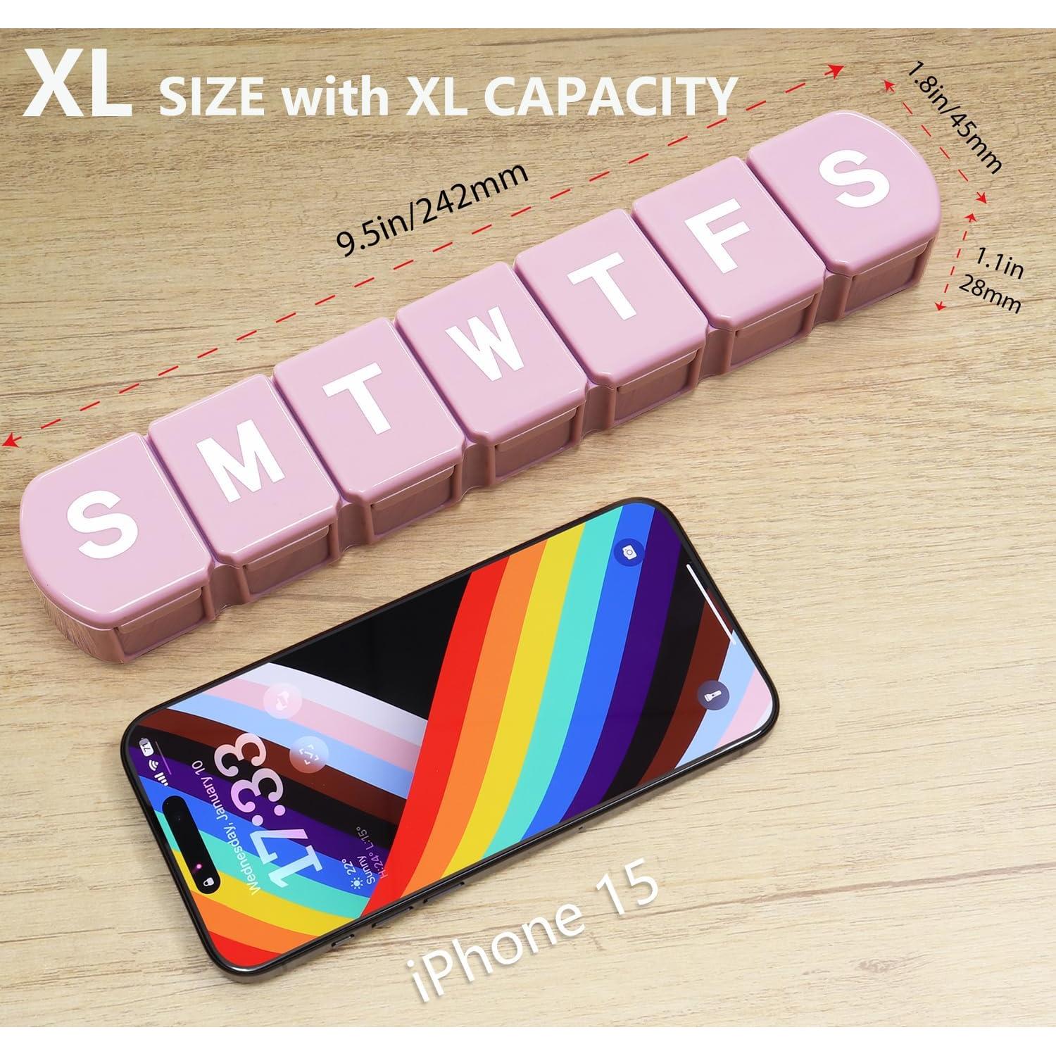 Organizador Semanal de Pastillas MOLN HYMY XL Rosa Jumbo