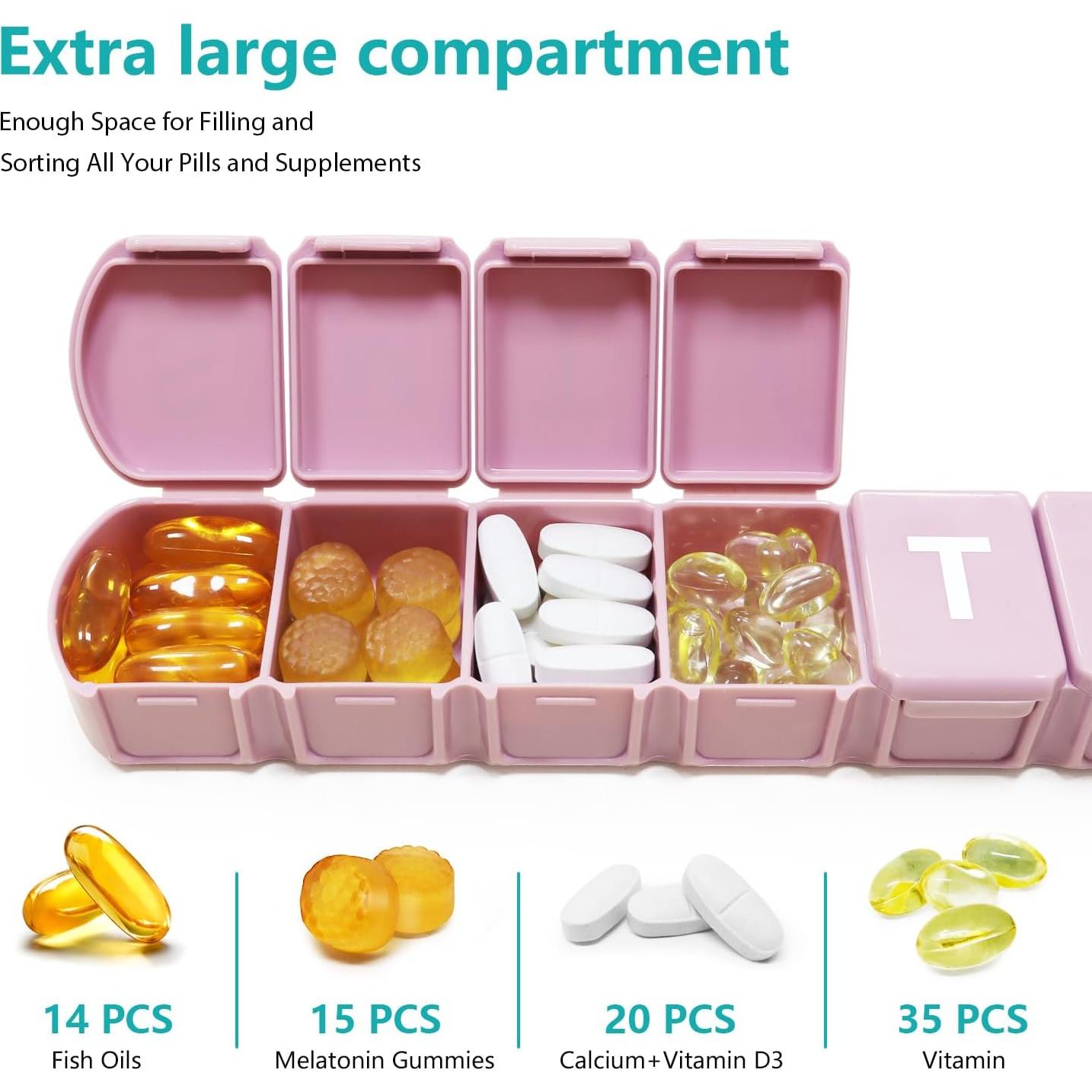 Organizador Semanal de Pastillas MOLN HYMY XL Rosa Jumbo