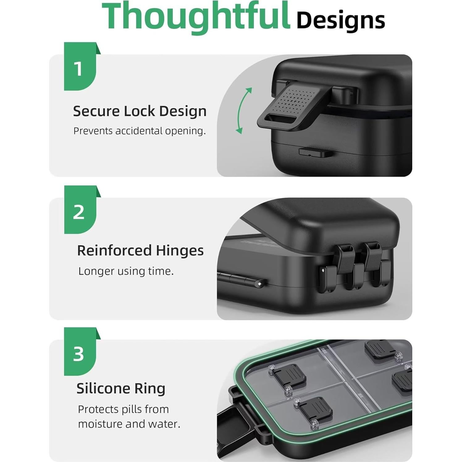 Organizador de Pastillas PULIV 3 Capas 8 Compartimentos Portátil
