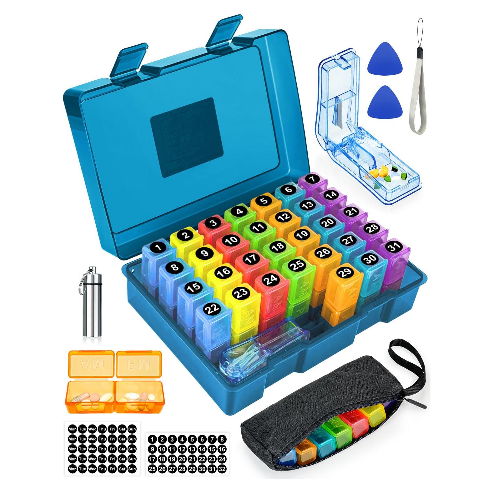 Organizador de Pastillas Mensual FRIWOLE 2 Veces al Día Azul