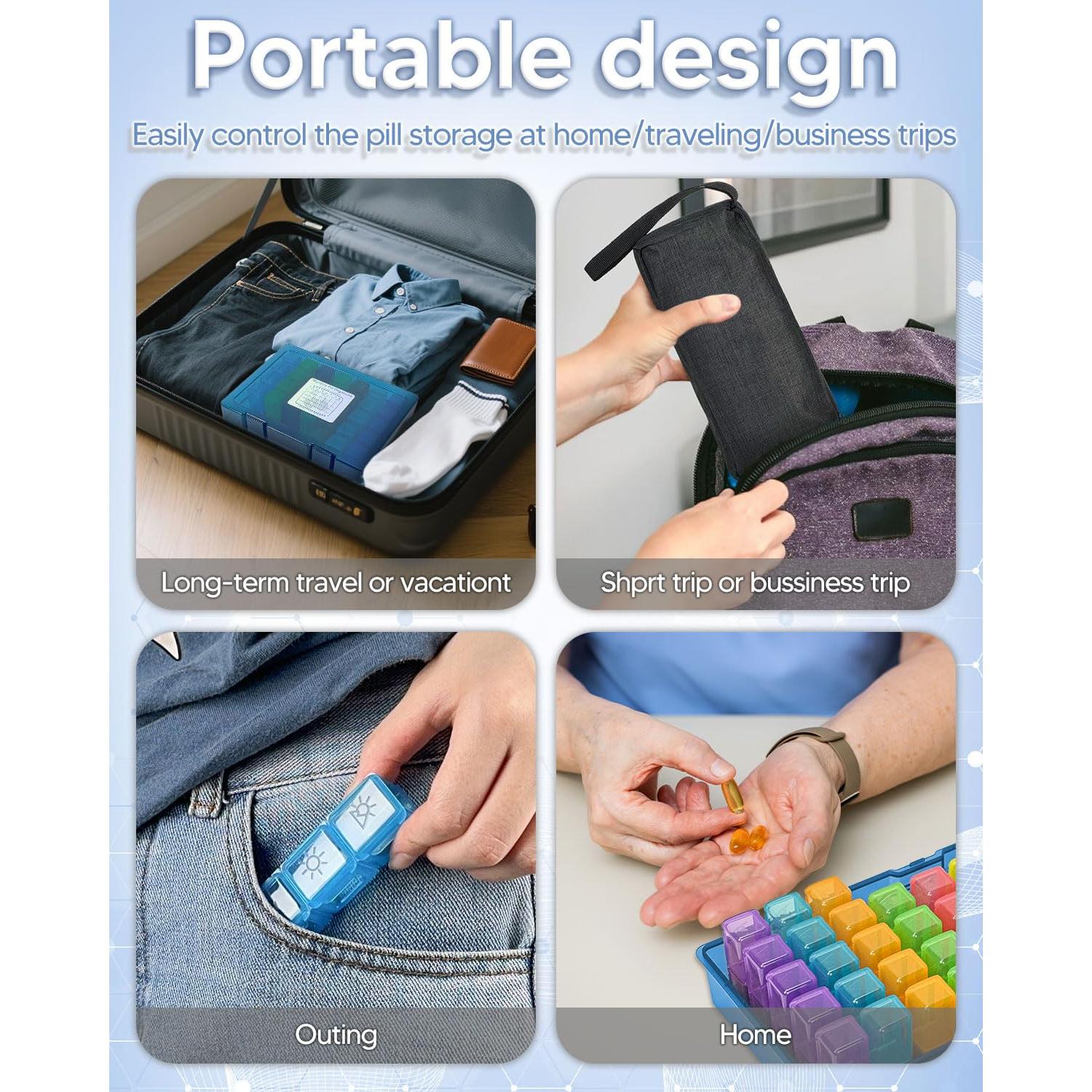 Organizador de Pastillas Mensual FRIWOLE 2 Veces al Día Azul