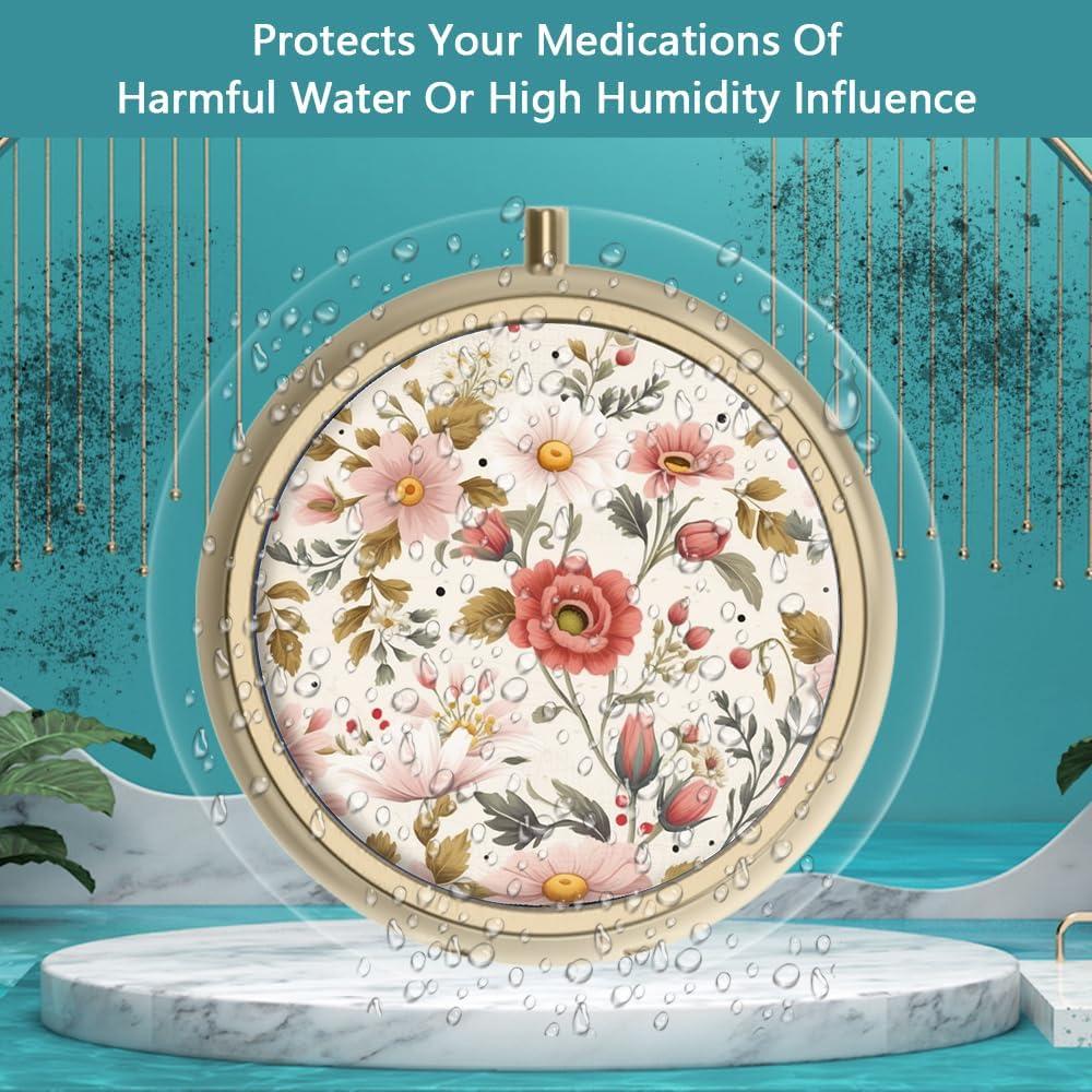 Organizador de Pastillas Hion 2 Piezas Retro Flores Rojas