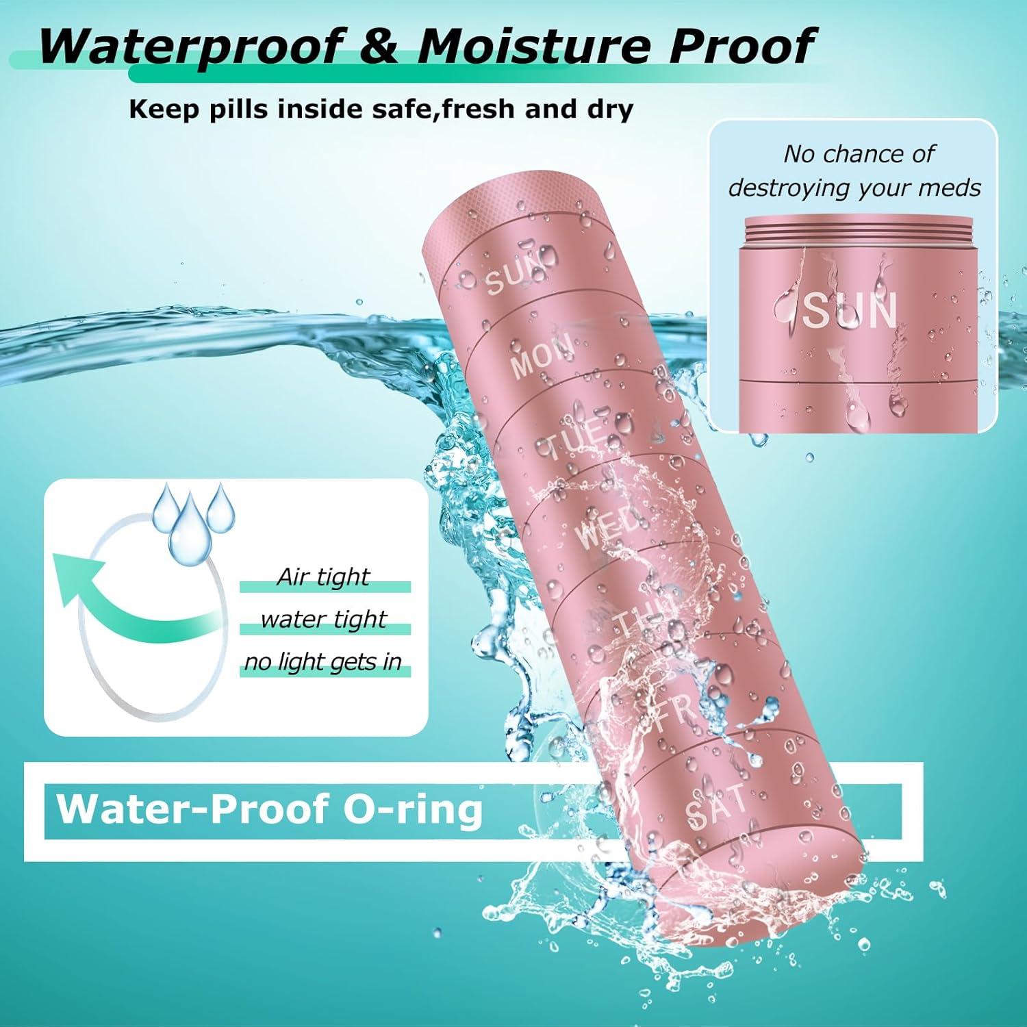 Organizador de Pastillas Semanal Serfeymi Aluminio Rosa 7 Compartimentos