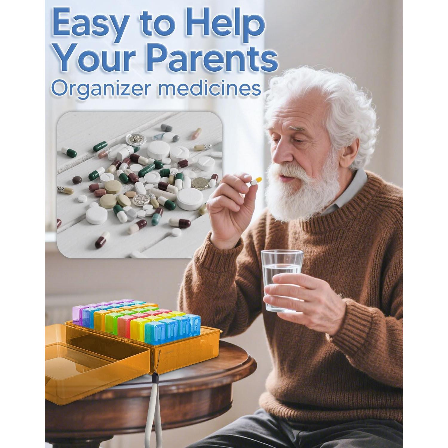 Organizador de Pastillas Mensual Yonlog 31 Compartimentos 2 Veces al Día