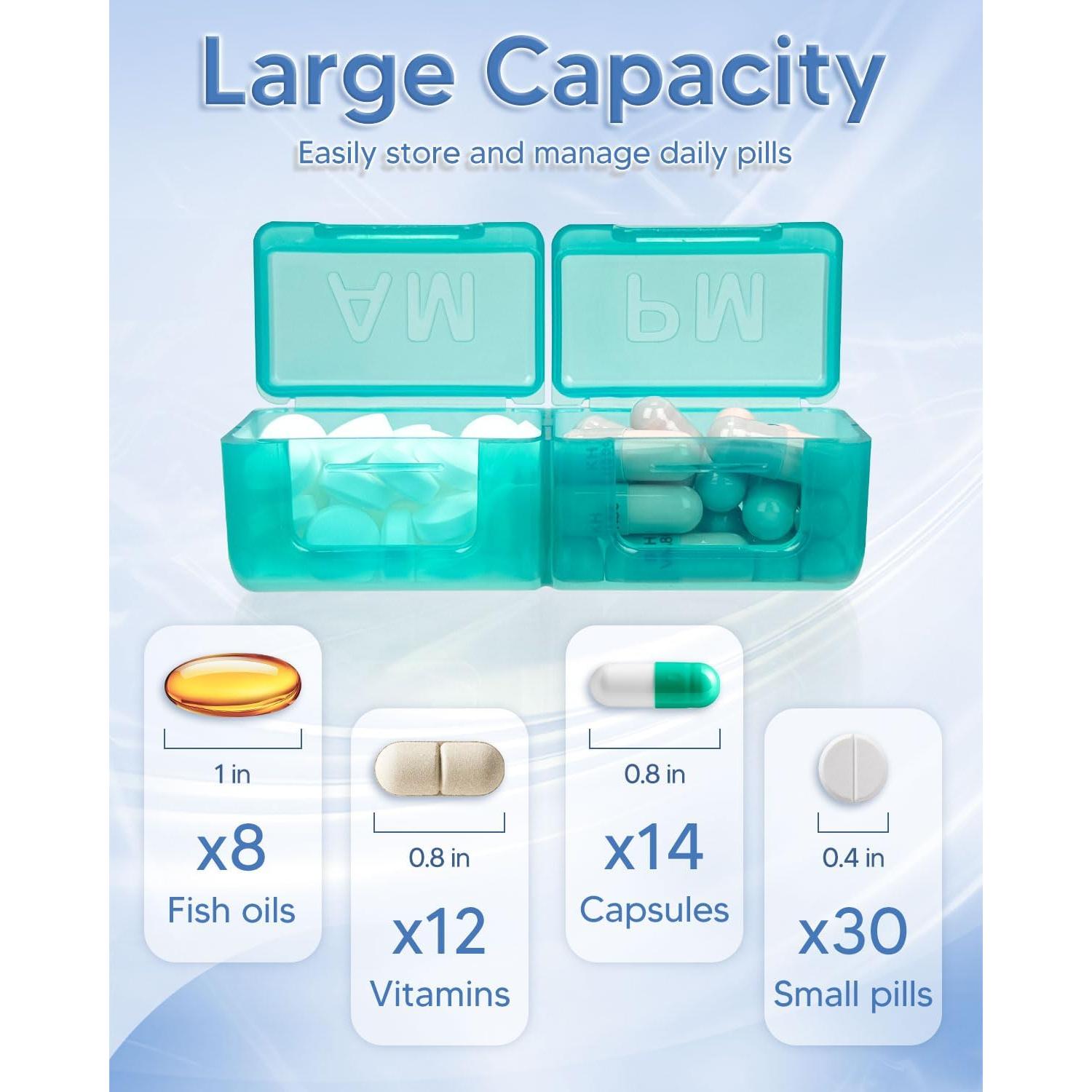 Organizador de Pastillas Mensual Yonlog 31 Compartimentos 2 Veces al Día