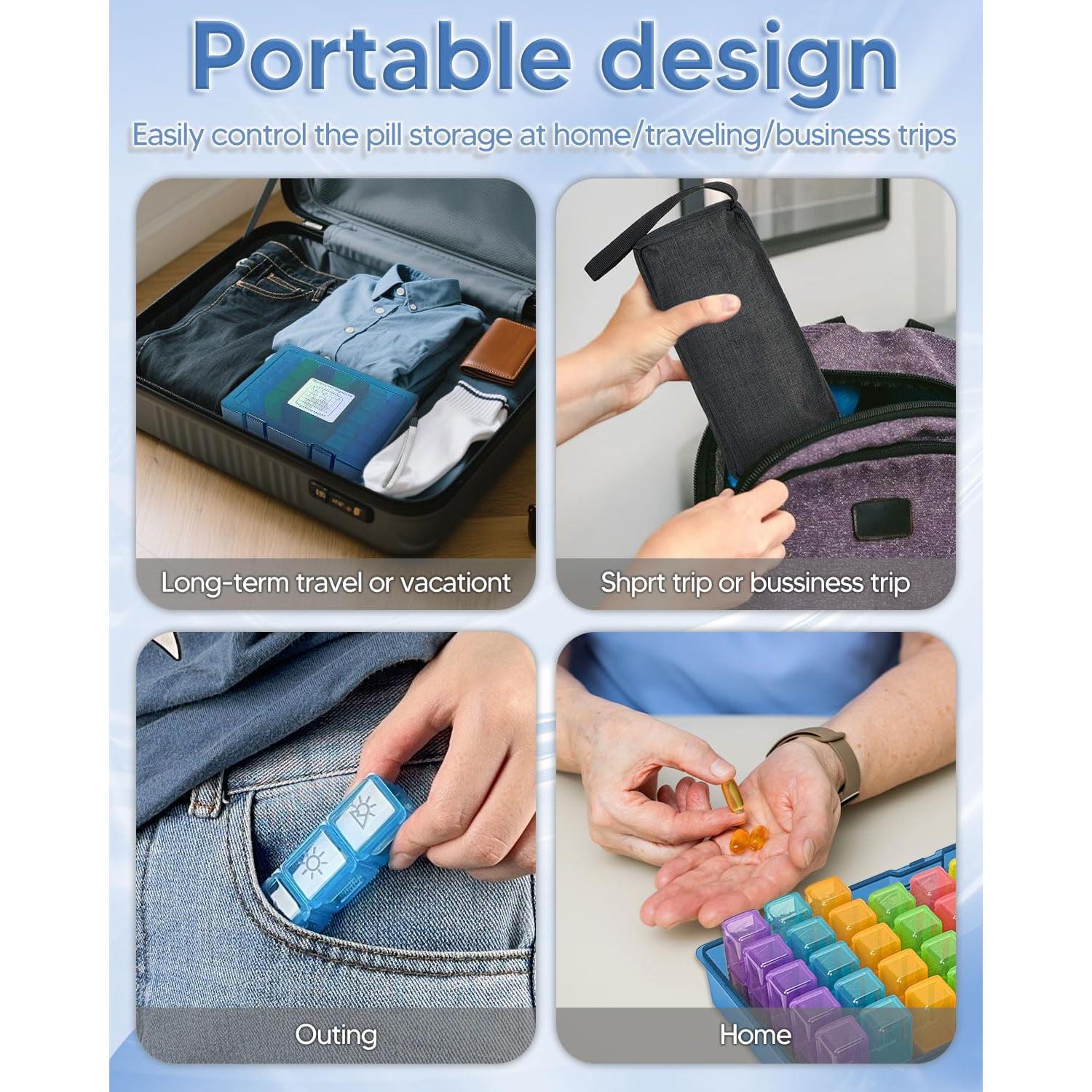 Organizador de Pastillas Mensual Yonlog 31 Compartimentos 2 Veces al Día