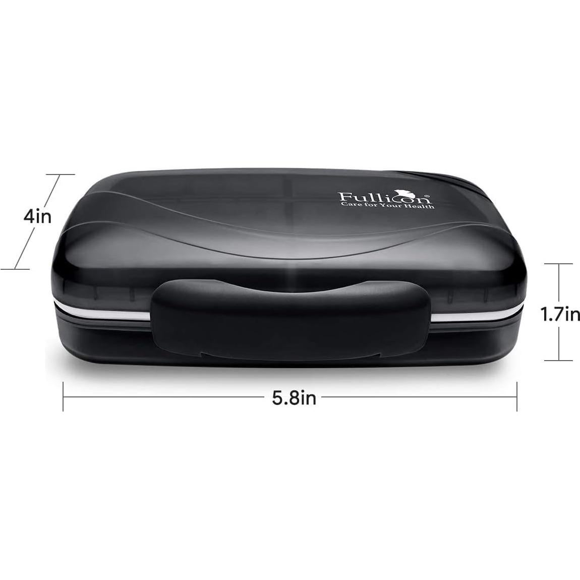 Organizador de Pastillas Grande Fullicon 8 Compartimentos Negro