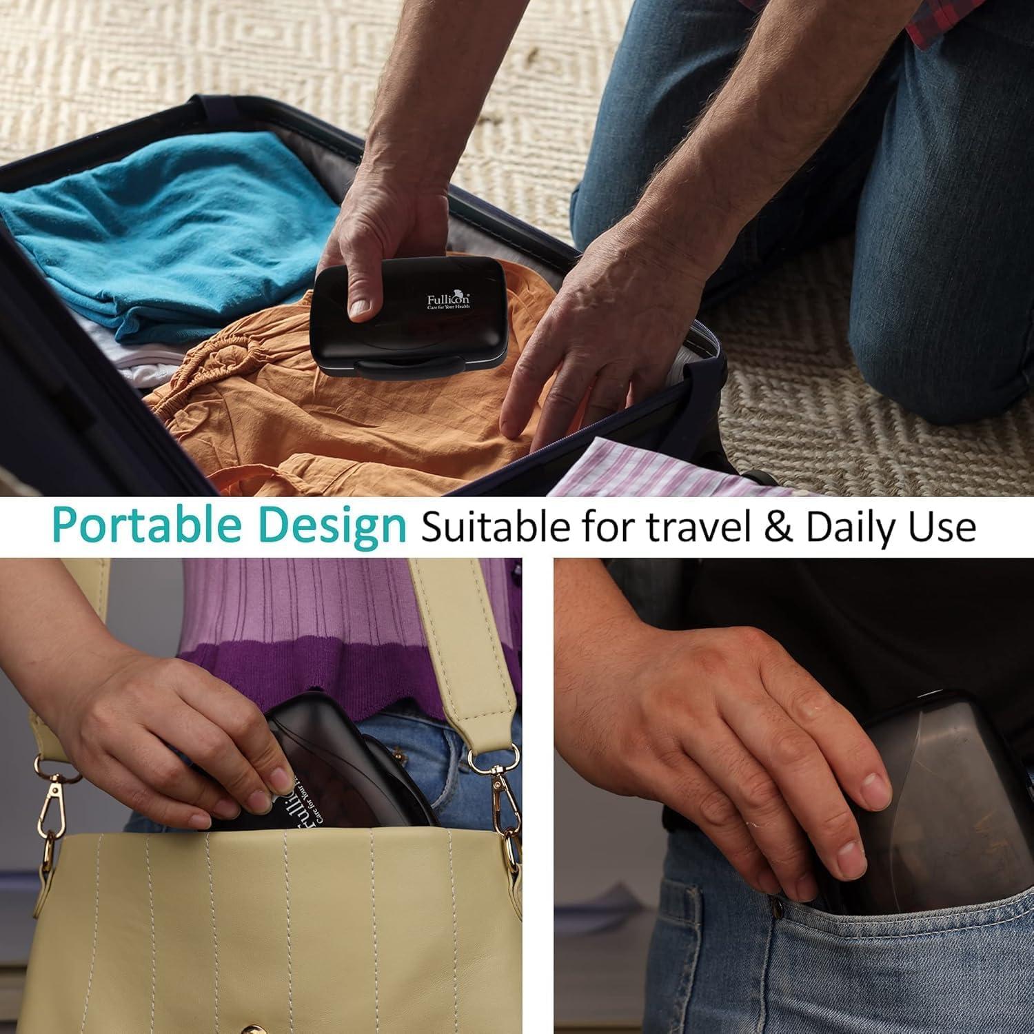 Organizador de Pastillas Grande Fullicon 8 Compartimentos Negro