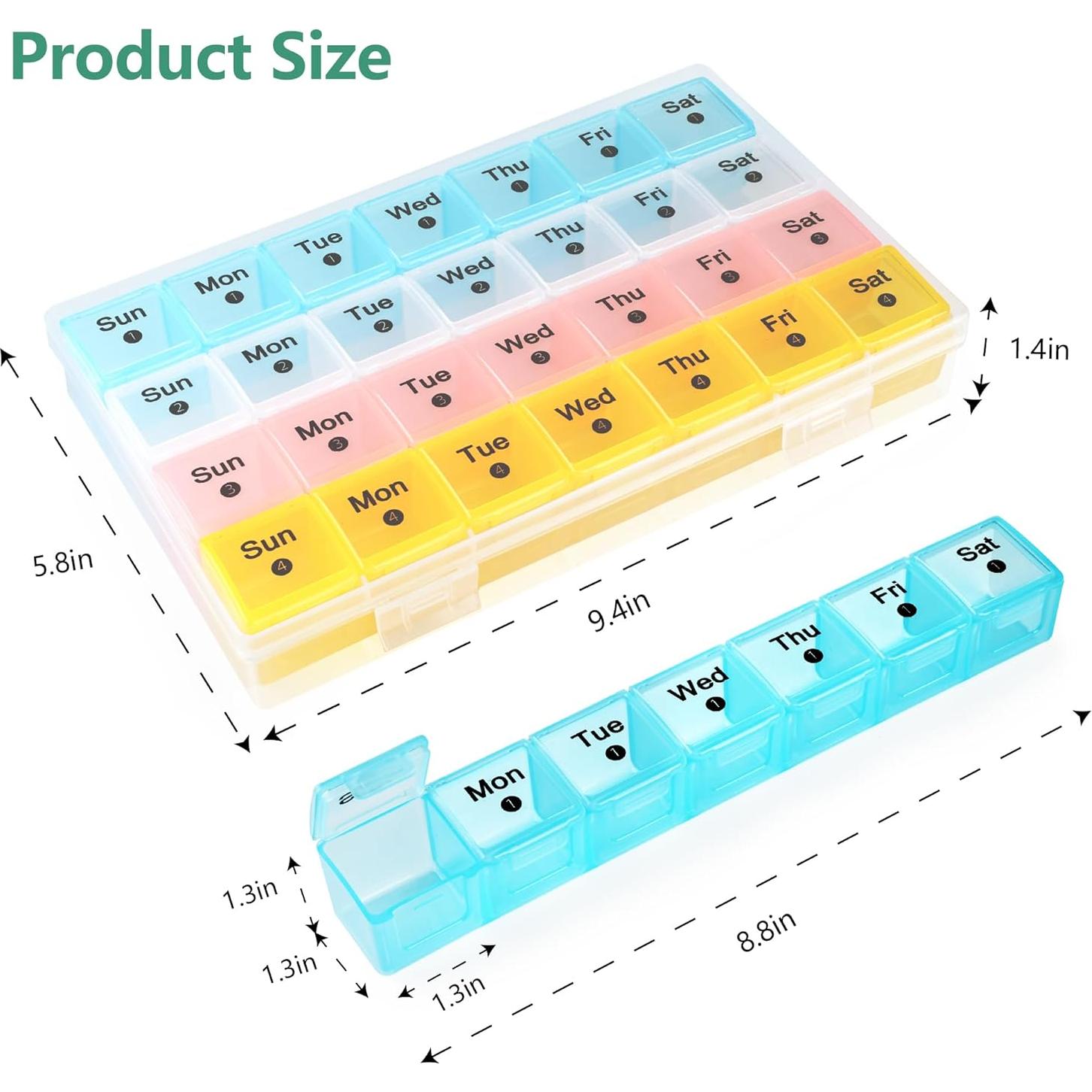 Organizador de Pastillas Semanal XL Furain - 28 Compartimentos