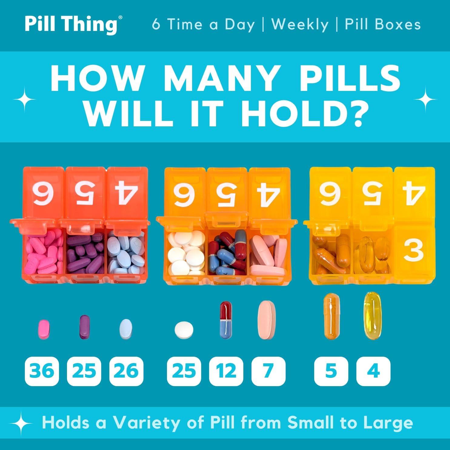 Organizador Semanal de Pastillas Pill Thing 6X al Día Multicolor