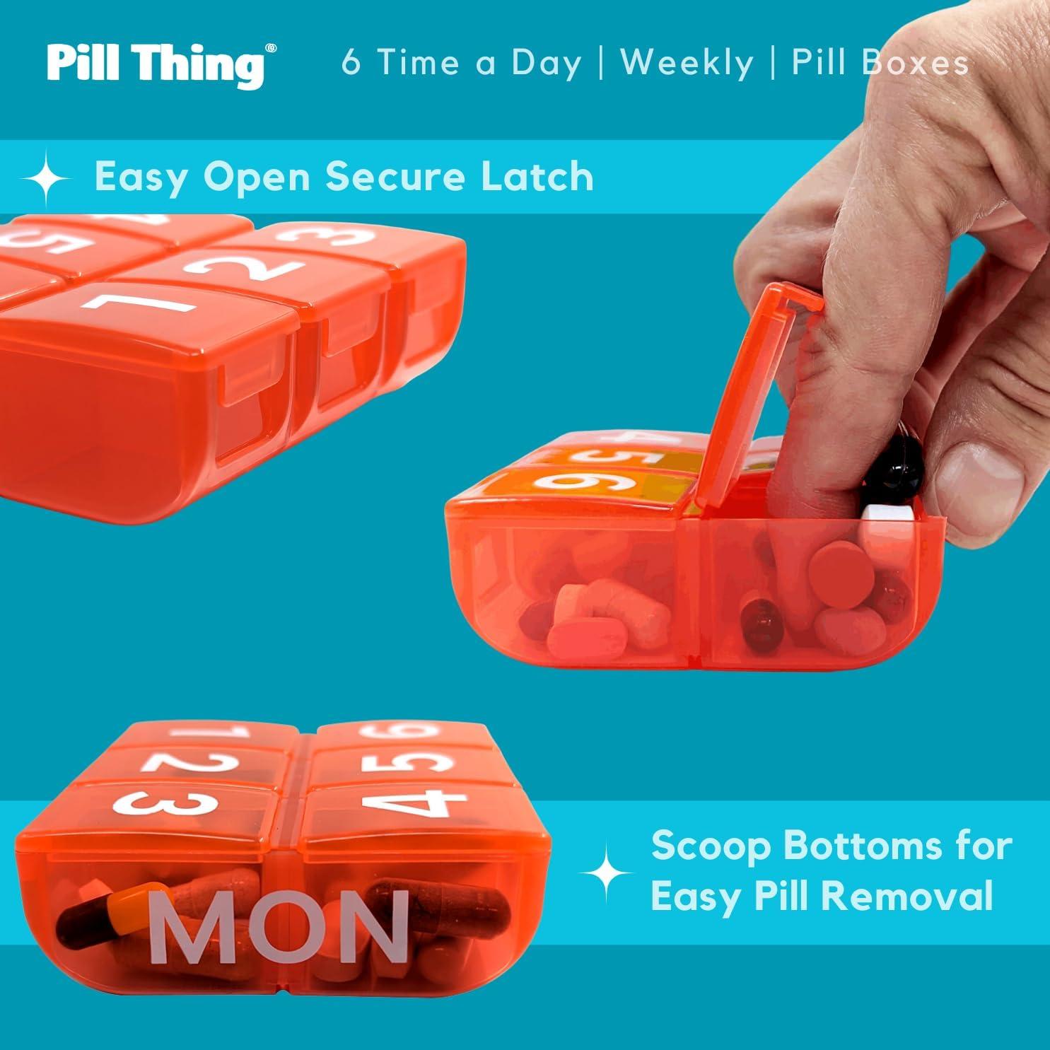 Organizador Semanal de Pastillas Pill Thing 6X al Día Multicolor