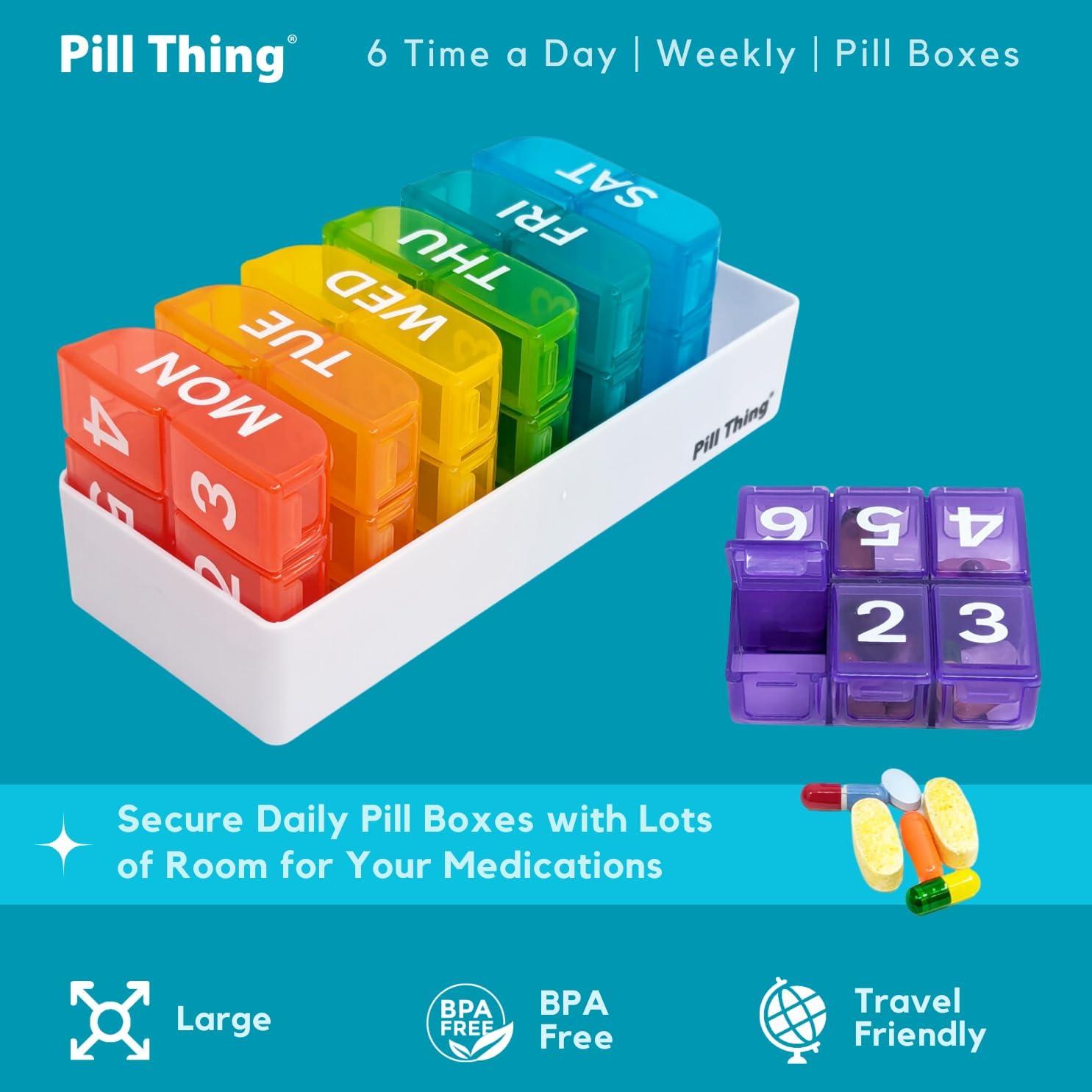Organizador Semanal de Pastillas Pill Thing 6X al Día Multicolor