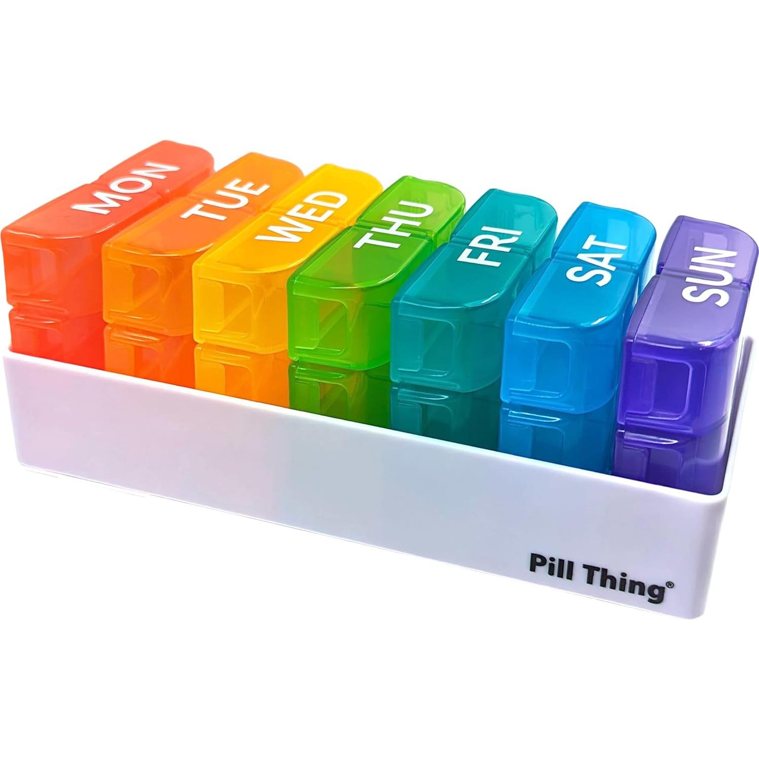 Organizador Semanal de Pastillas Pill Thing 6X al Día Multicolor