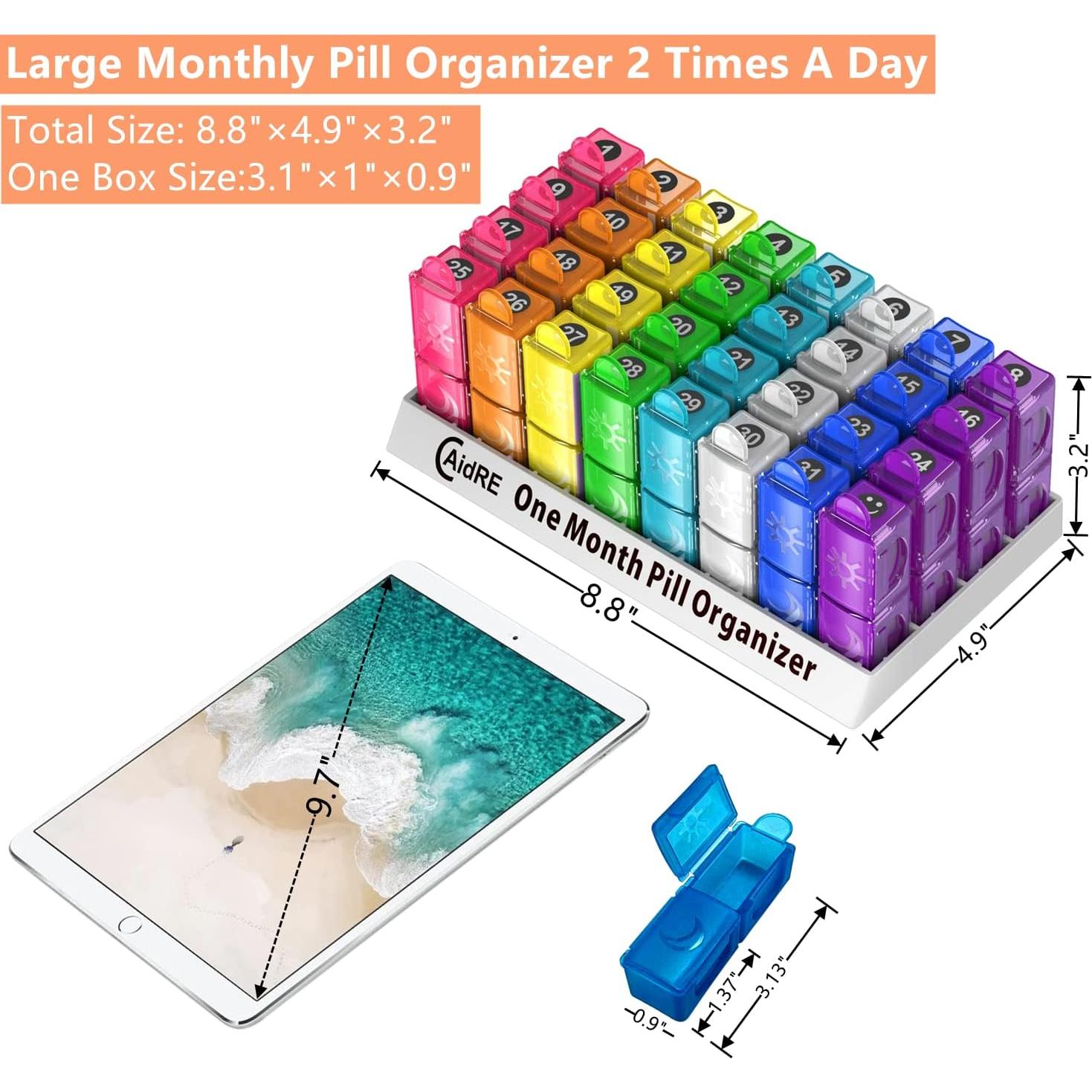 Organizador de Pastillas Mensual CAidRE 32 Compartimentos Multicolor