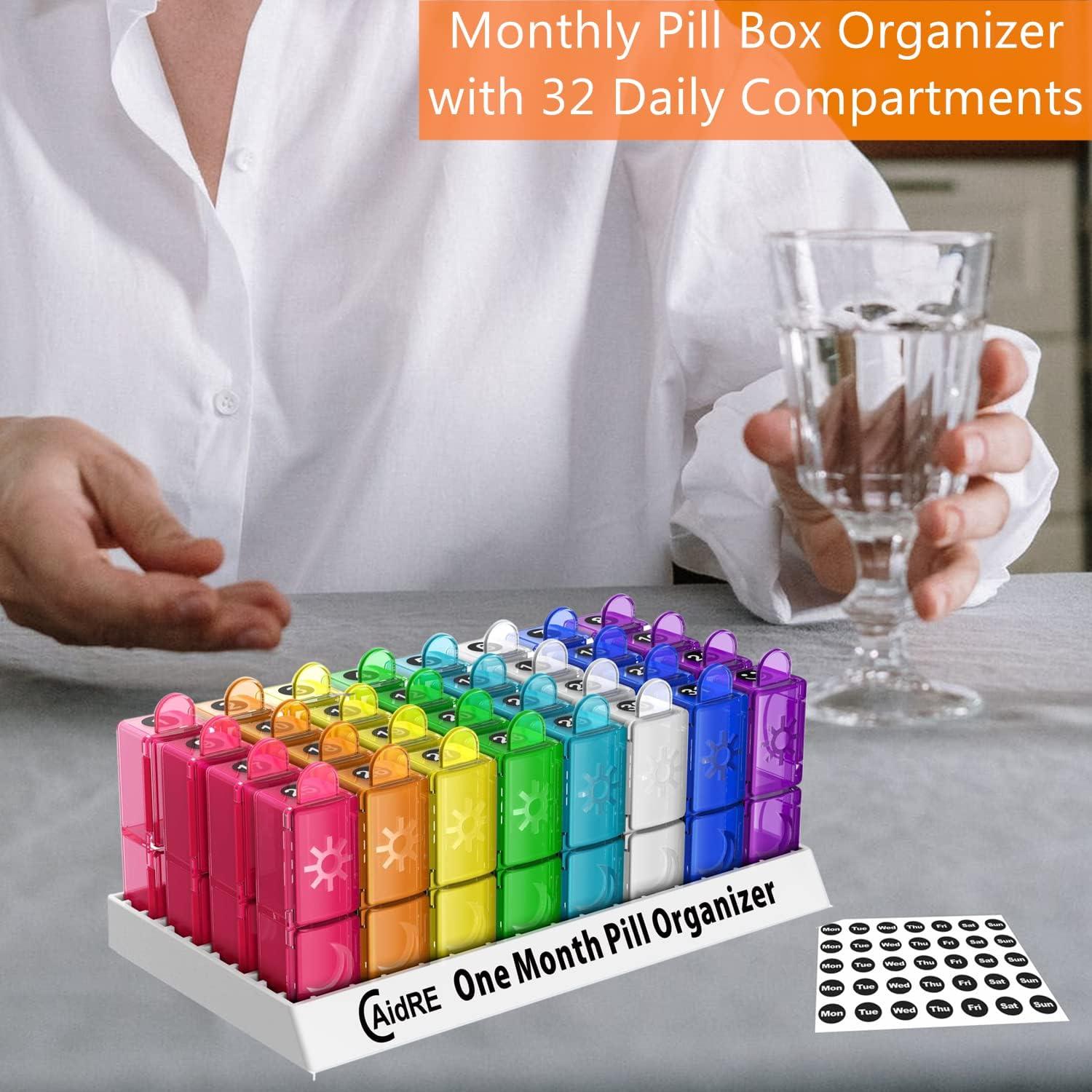 Organizador de Pastillas Mensual CAidRE 32 Compartimentos Multicolor