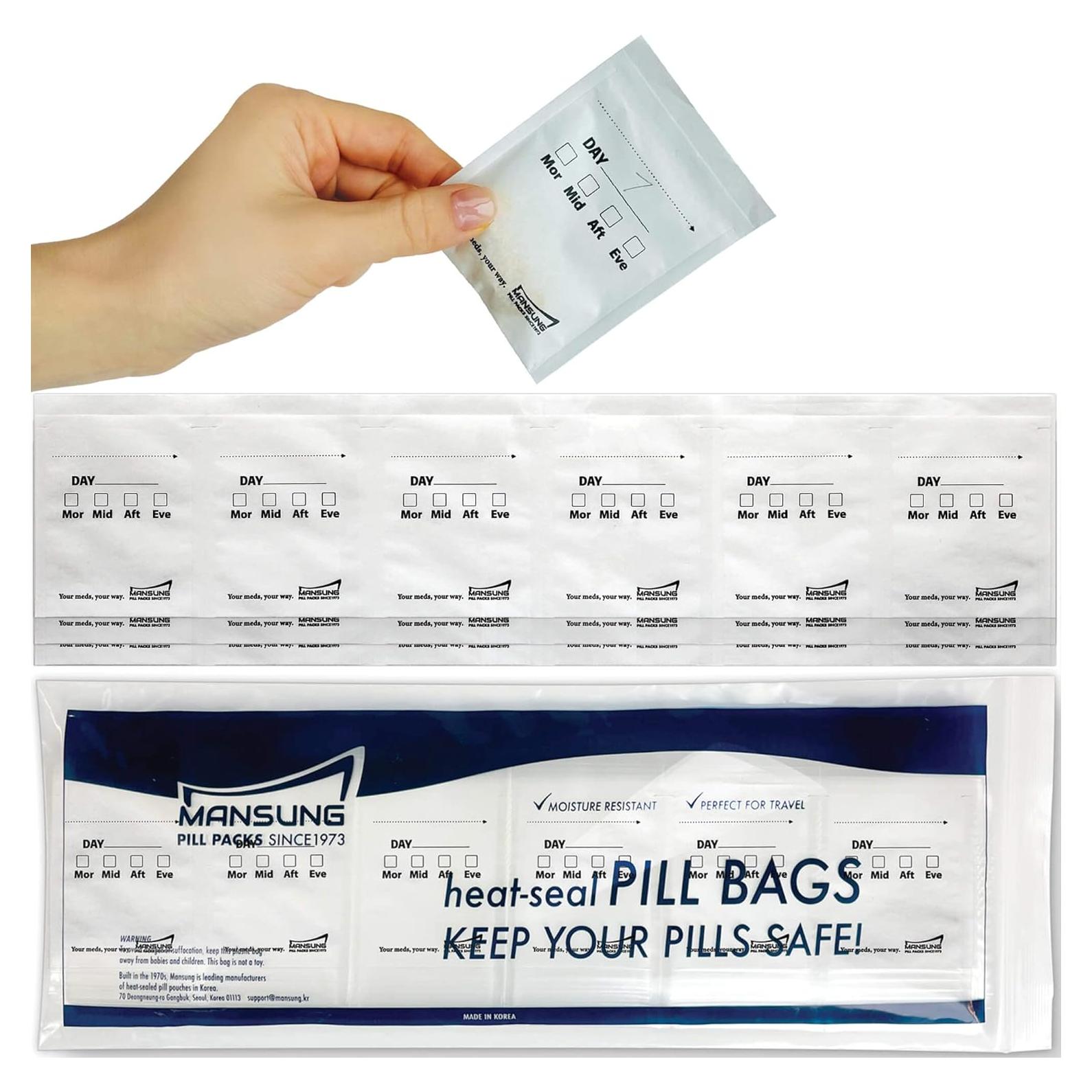 Bolsas para Pastillas Mansung M 600 - 4 Veces al Día, 40x8.9cm