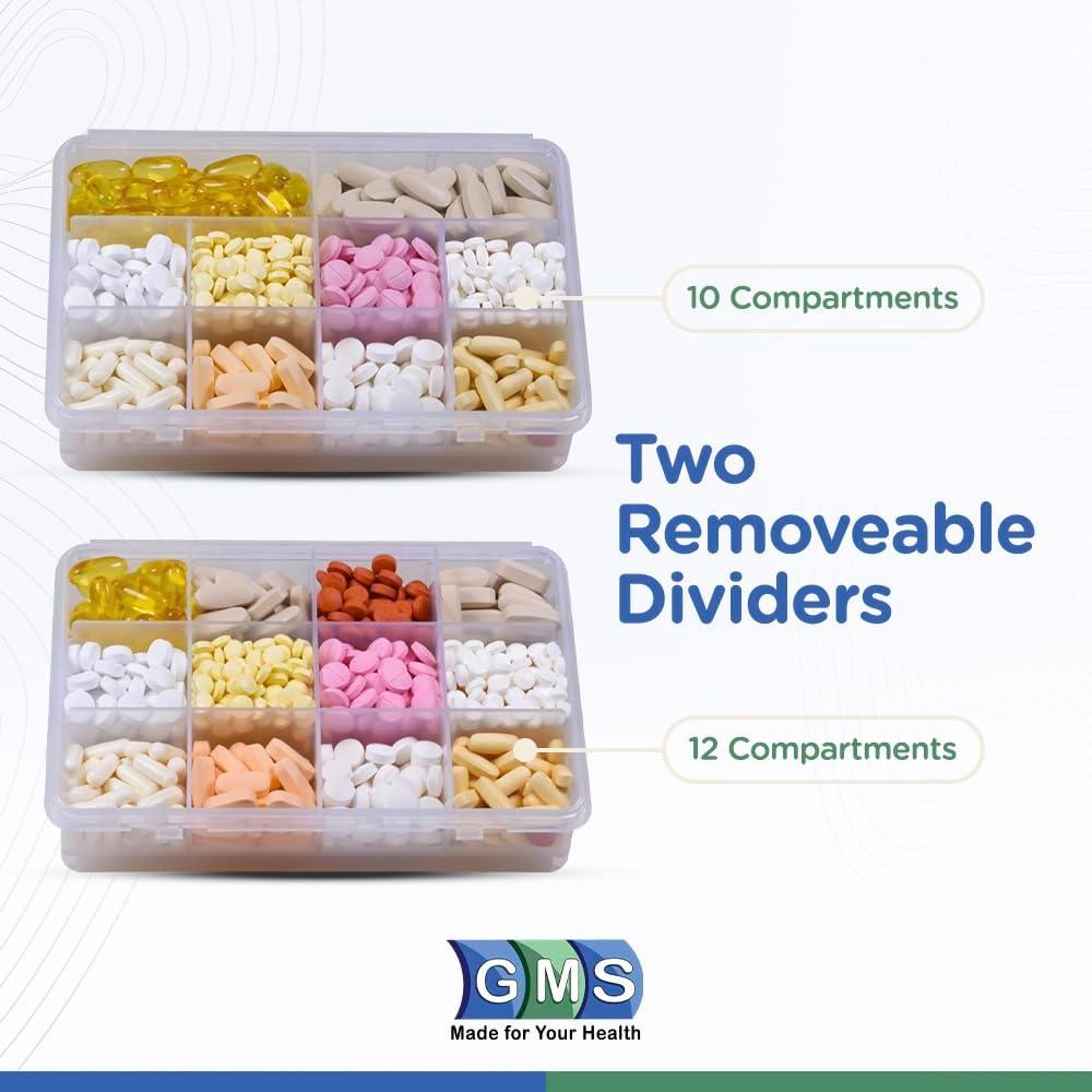 Organizador de Pastillas GMS 12 Compartimentos Hermético 230g