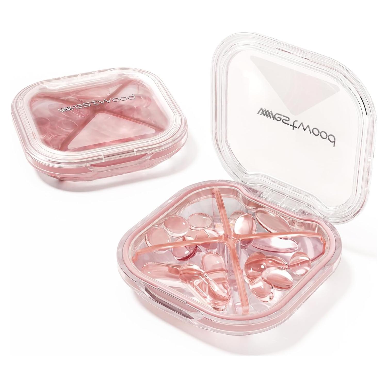 Organizador de Pastillas Rosa Crafts Stone 4 Compartimentos