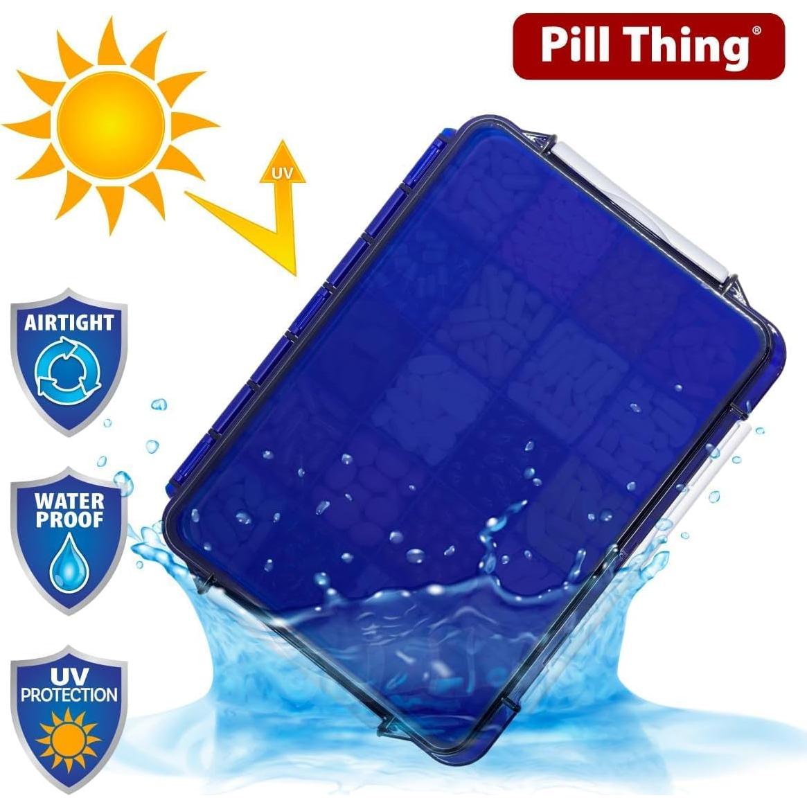 Caja de Pastillas Grande Pill Thing 20 Compartimentos Azul Cobalto