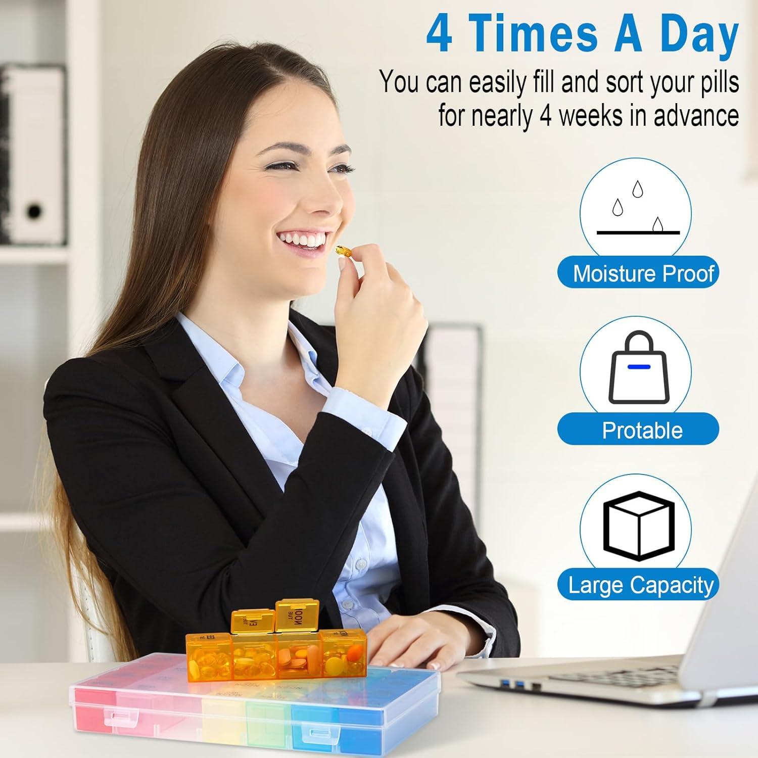 Organizador Semanal de Pastillas Dandat 4 Veces al Día 28 Días