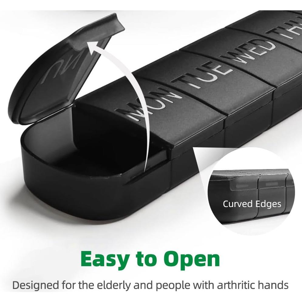 Organizador Semanal de Pastillas JUNIPLTER 2 PCS 7 Días Negro