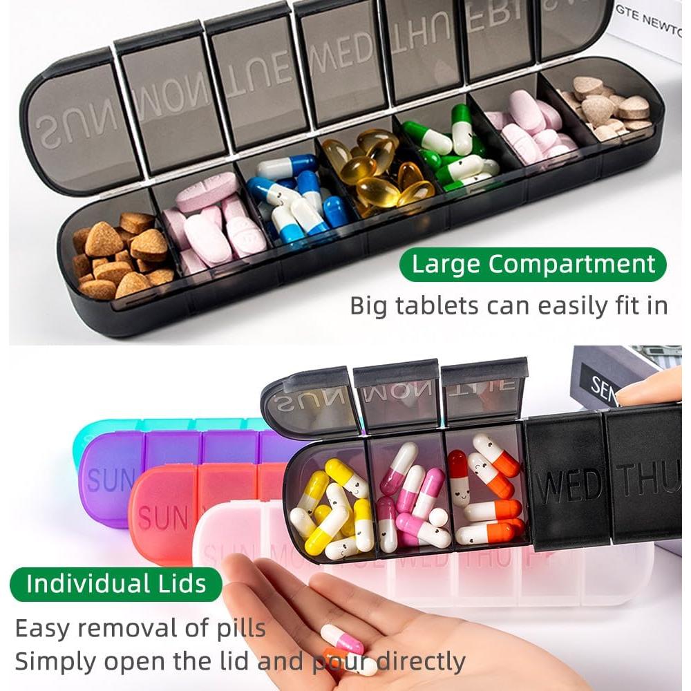 Organizador Semanal de Pastillas JUNIPLTER 2 PCS 7 Días Negro