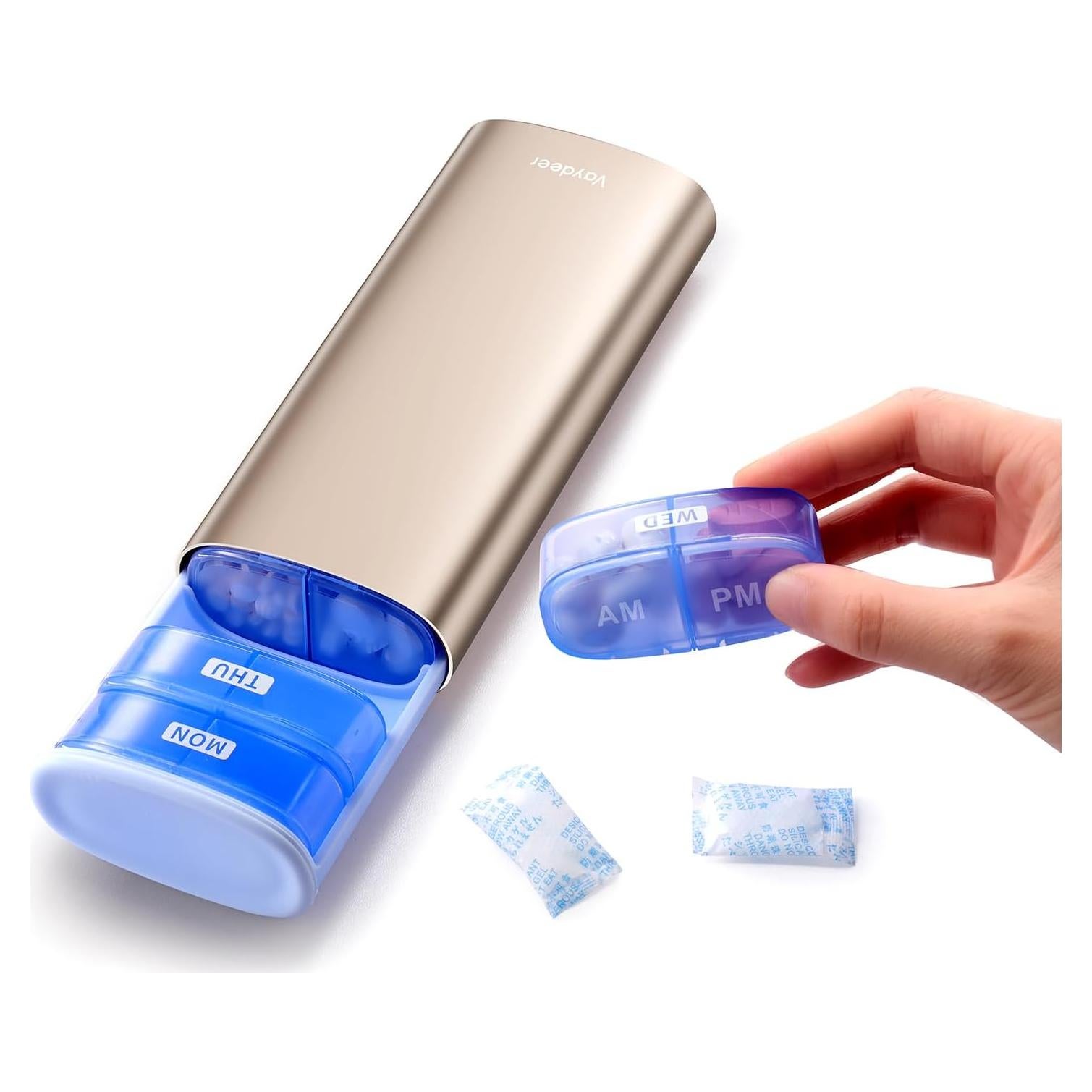 Organizador de Pastillas Semanal Vaydeer AM PM 7 Días Metal