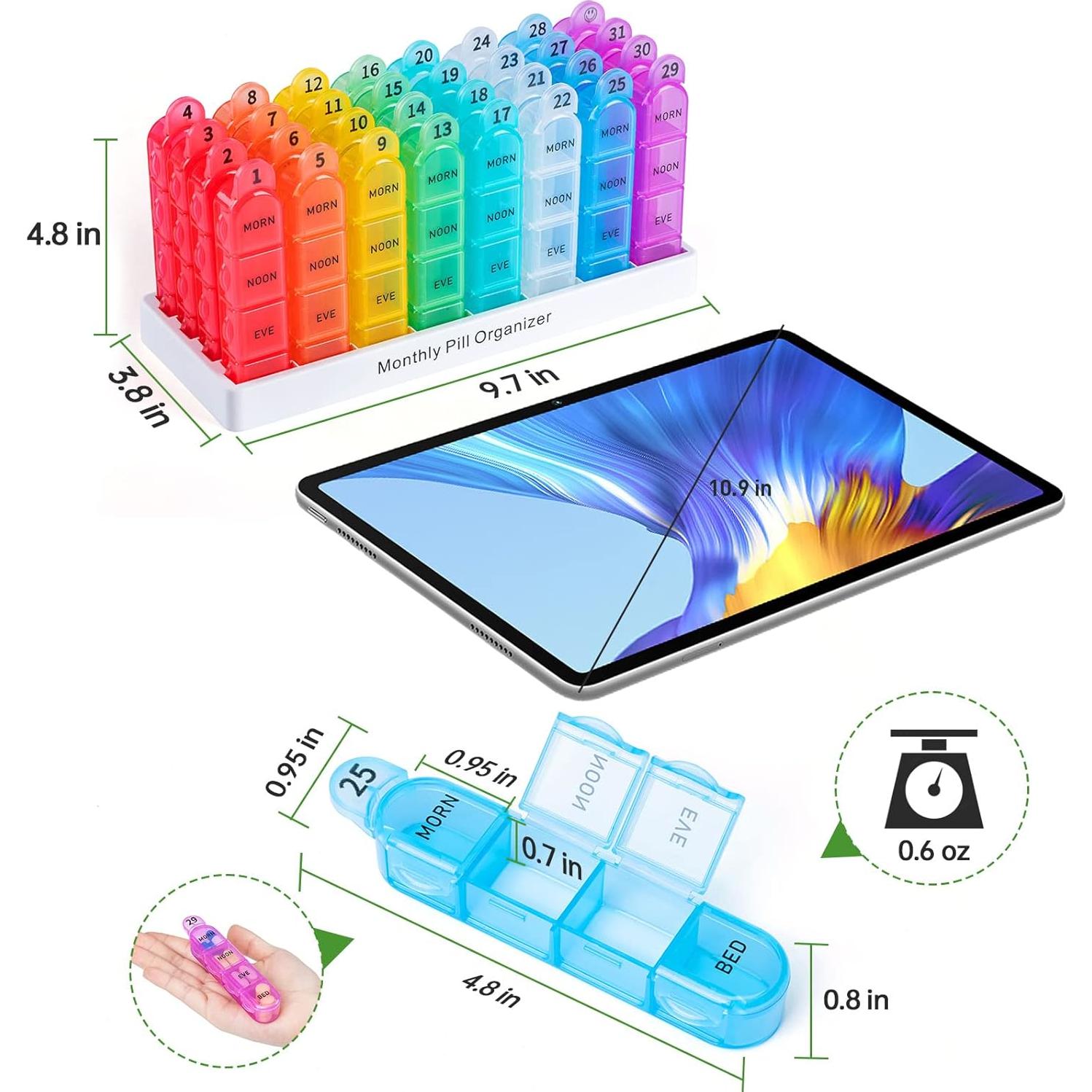 Organizador de Pastillas Mensual Odaro 4 Veces al Día 30 Días