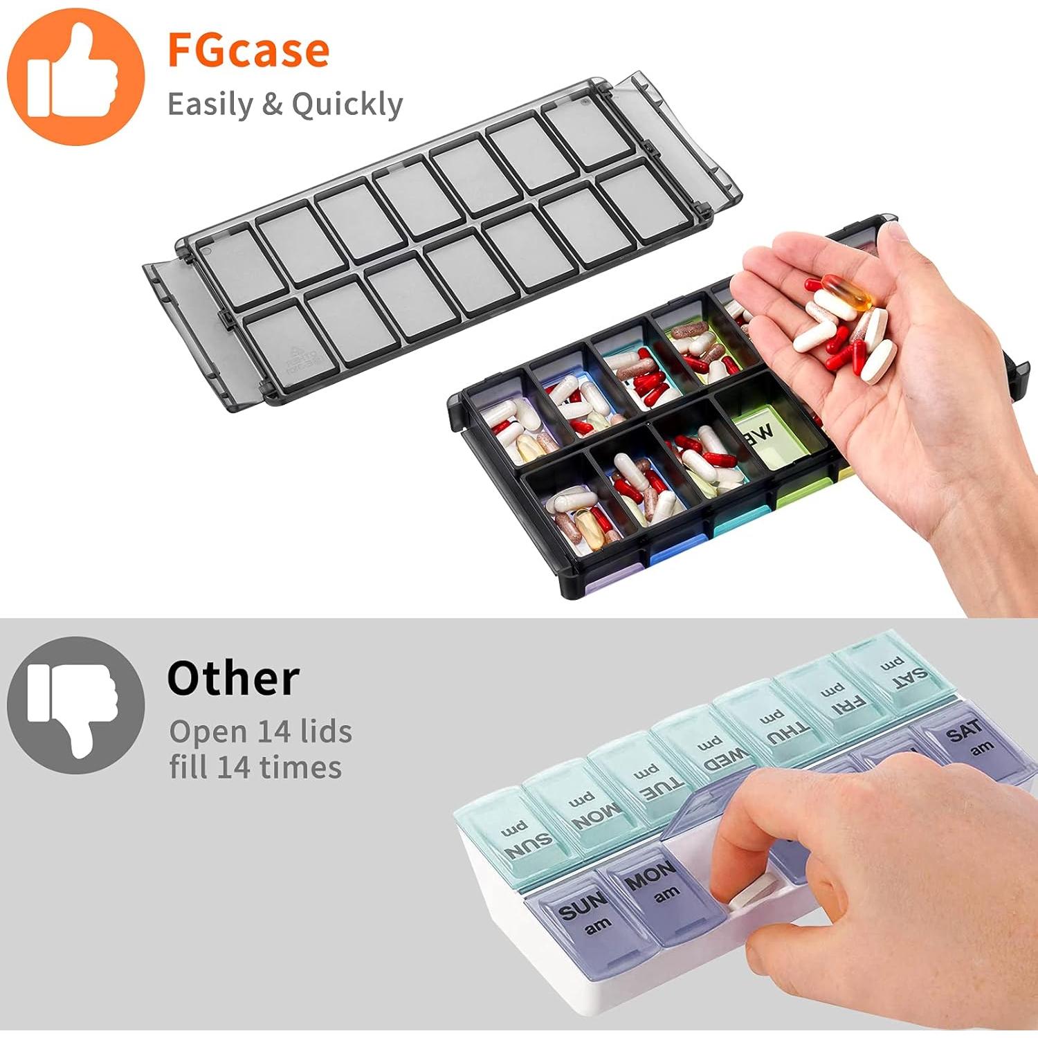 Organizador de Pastillas Extra Grande FGcase 7 Días AM PM