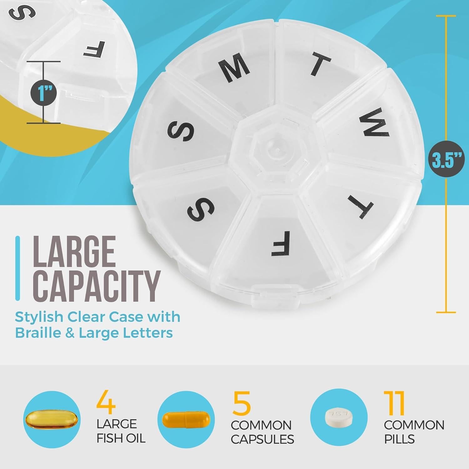 Organizador Semanal de Pastillas MEDca - Paquete de 2, 7 Compartimentos