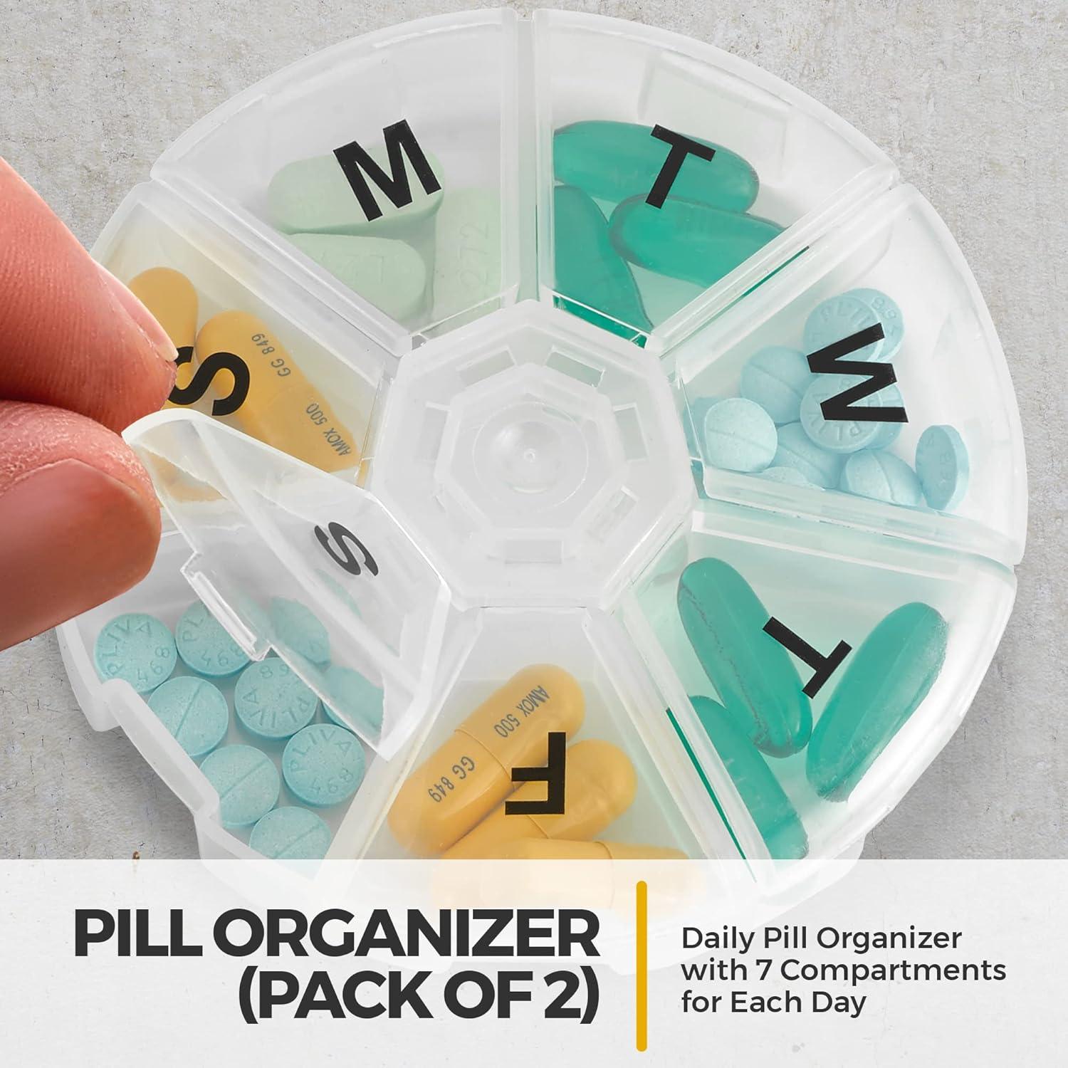 Organizador Semanal de Pastillas MEDca - Paquete de 2, 7 Compartimentos