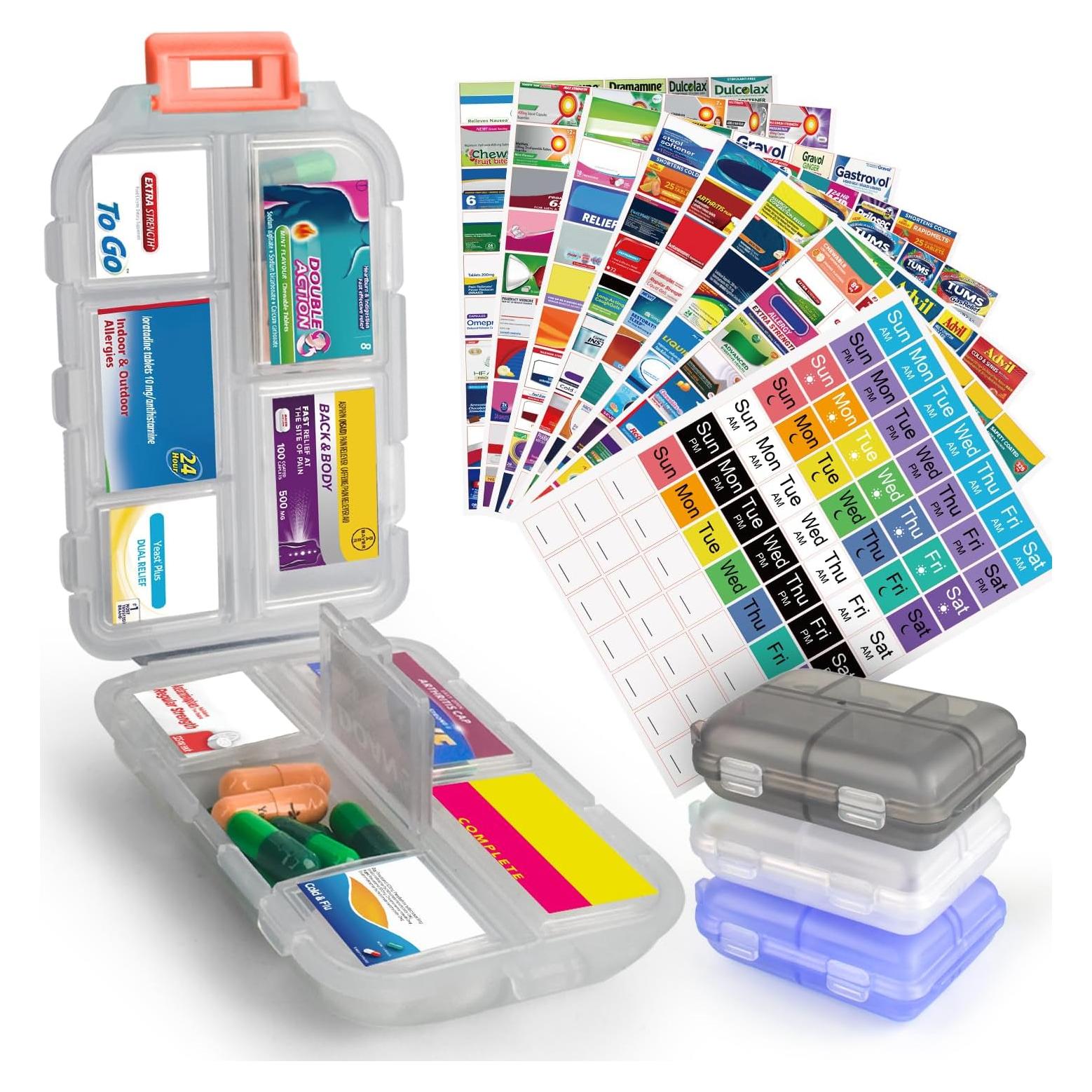 Organizador de Pastillas de Viaje CAPHONT 3 PCS con Etiquetas