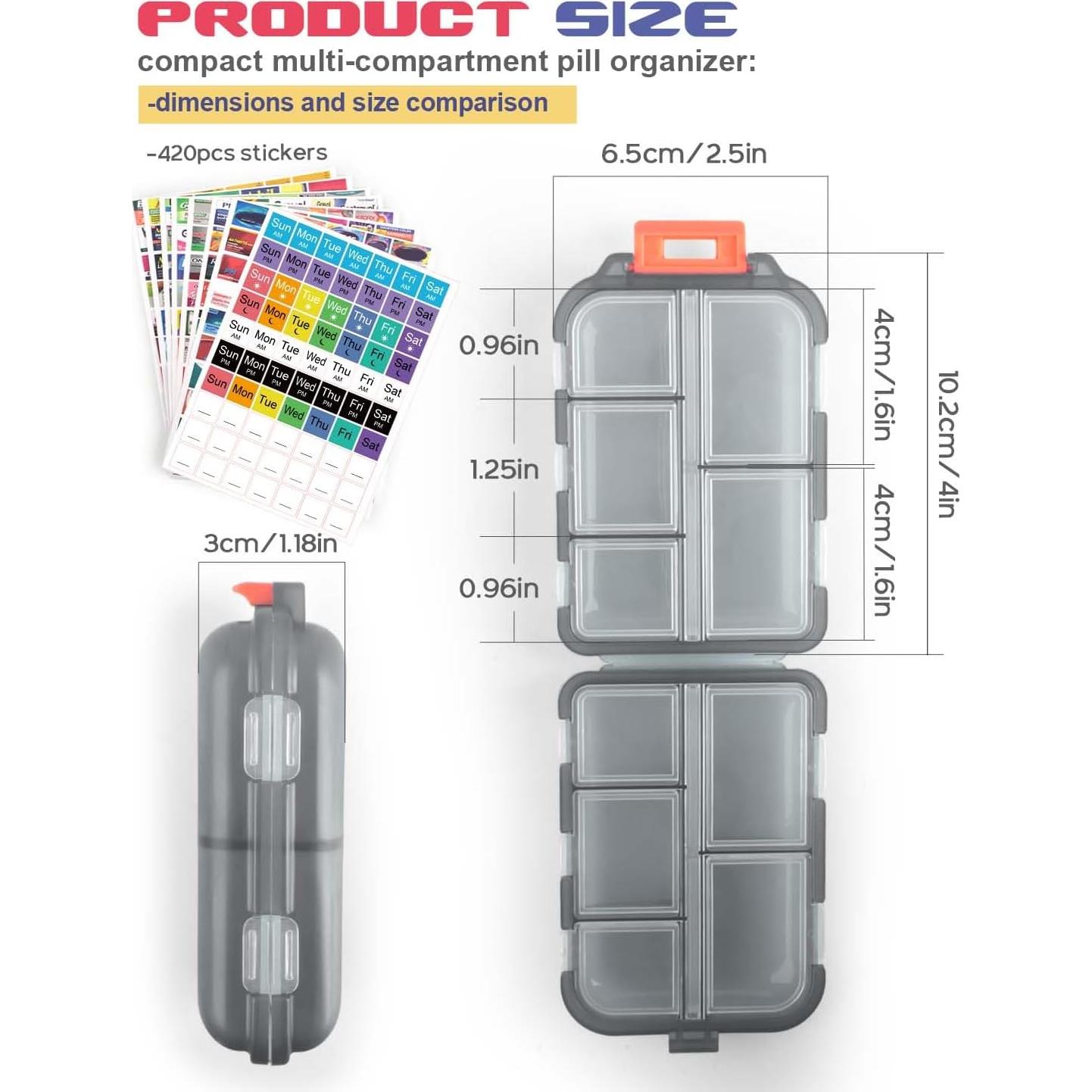 Organizador de Pastillas de Viaje CAPHONT 3 PCS con Etiquetas