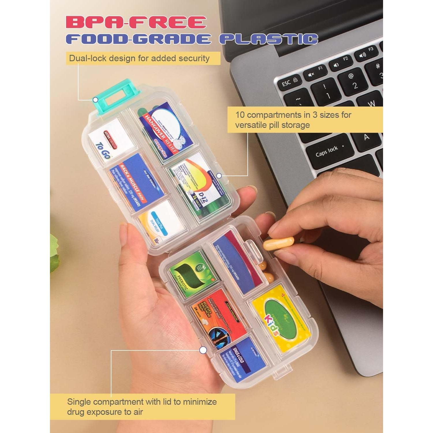 Organizador de Pastillas de Viaje CAPHONT 3 PCS con Etiquetas