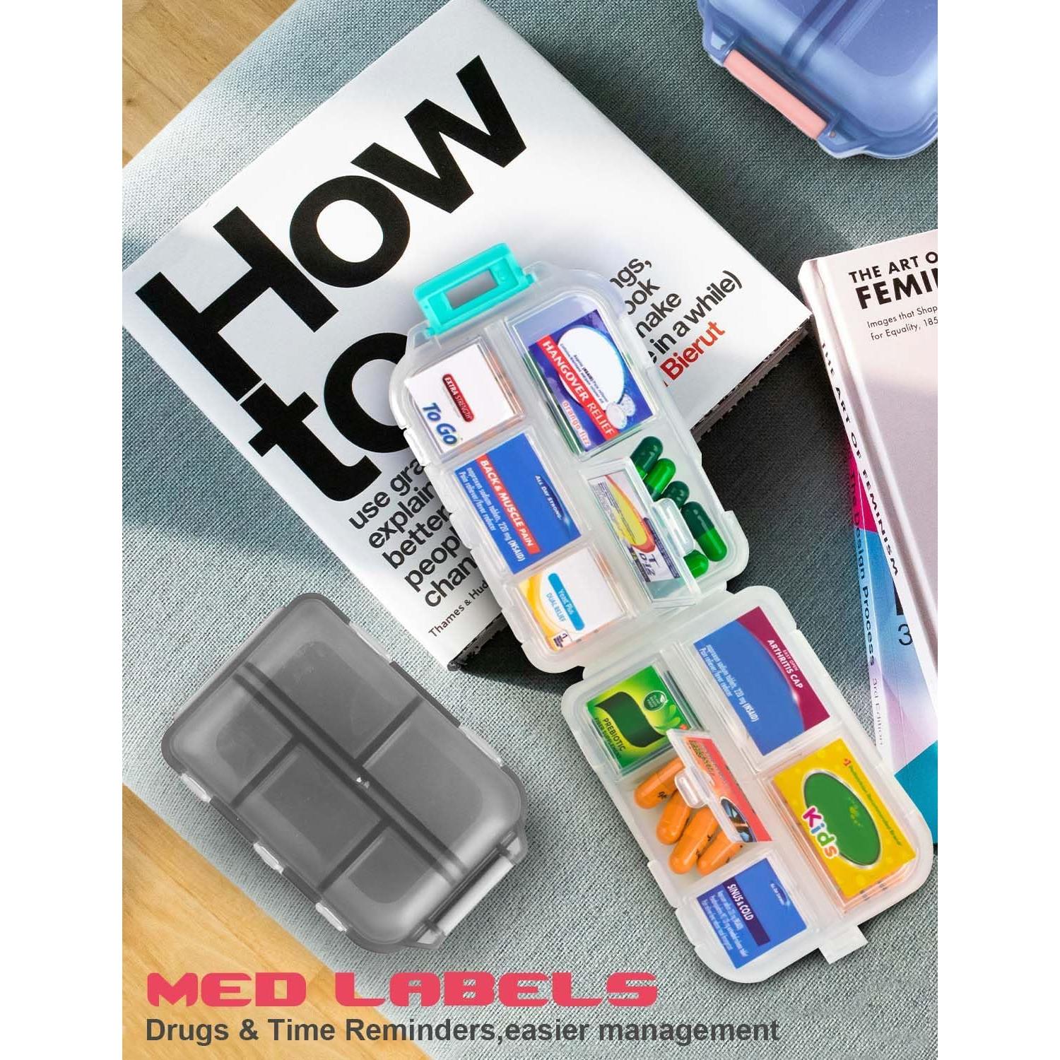 Organizador de Pastillas de Viaje CAPHONT 3 PCS con Etiquetas