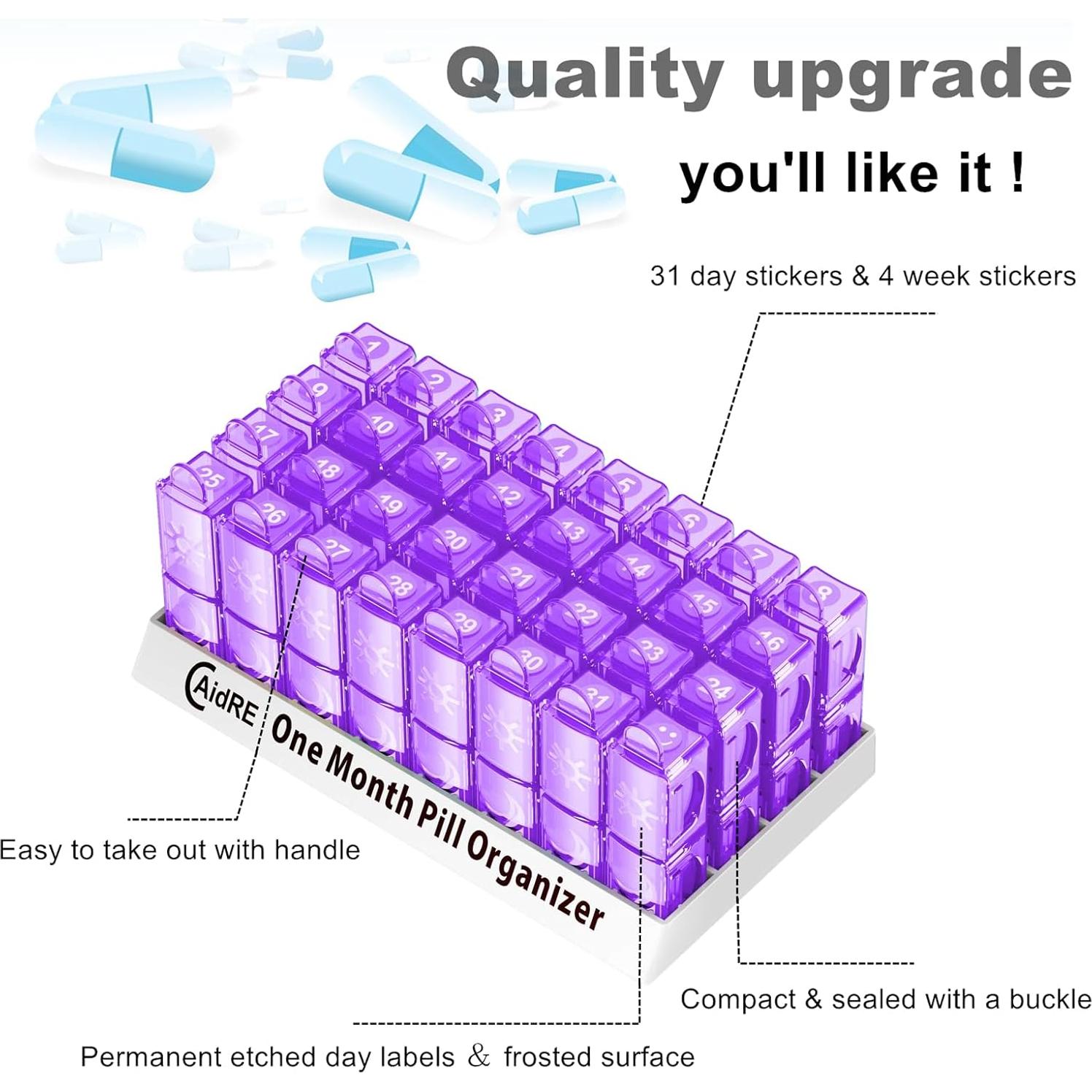 Organizador de Pastillas Mensual CAidRE 31 Días Púrpura