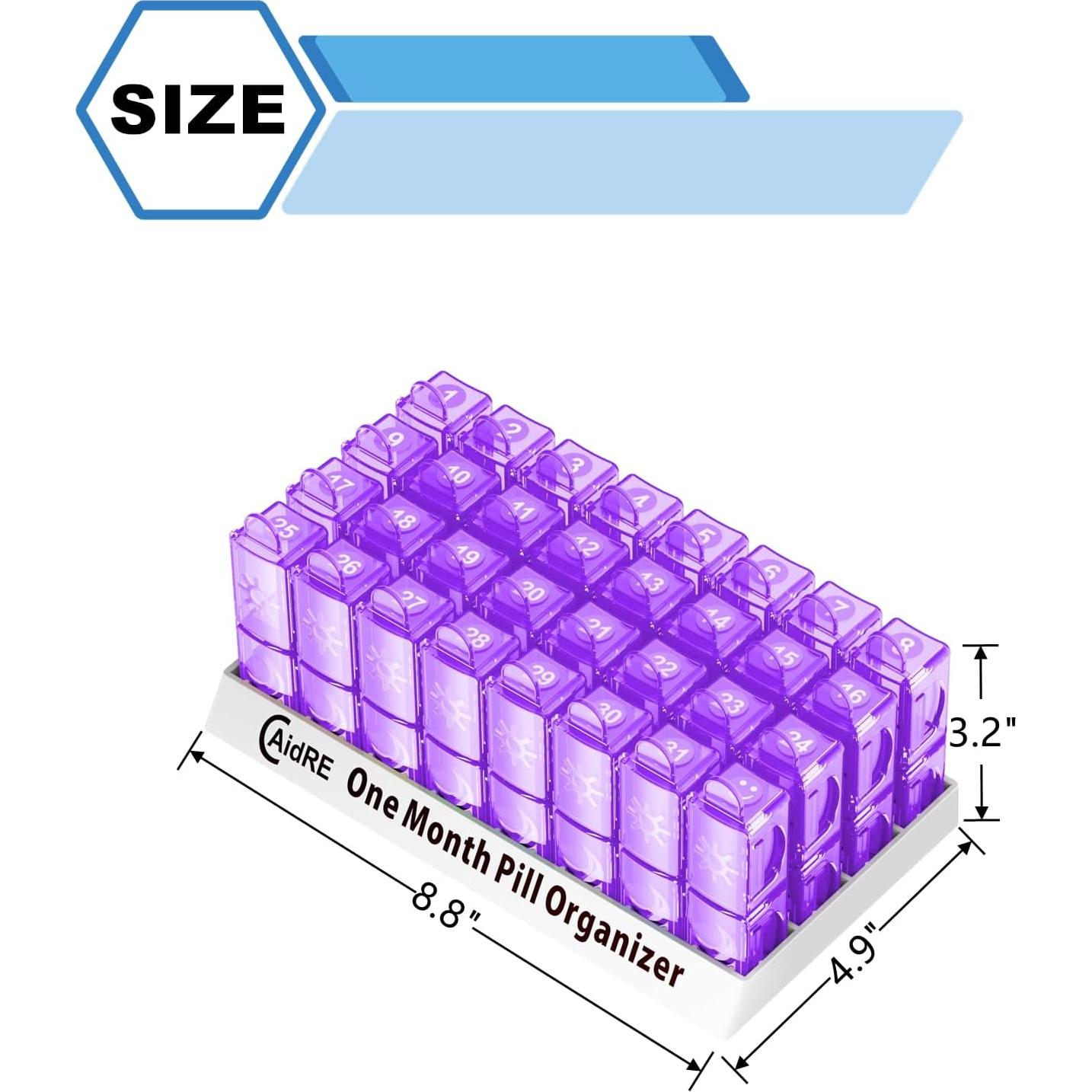 Organizador de Pastillas Mensual CAidRE 31 Días Púrpura