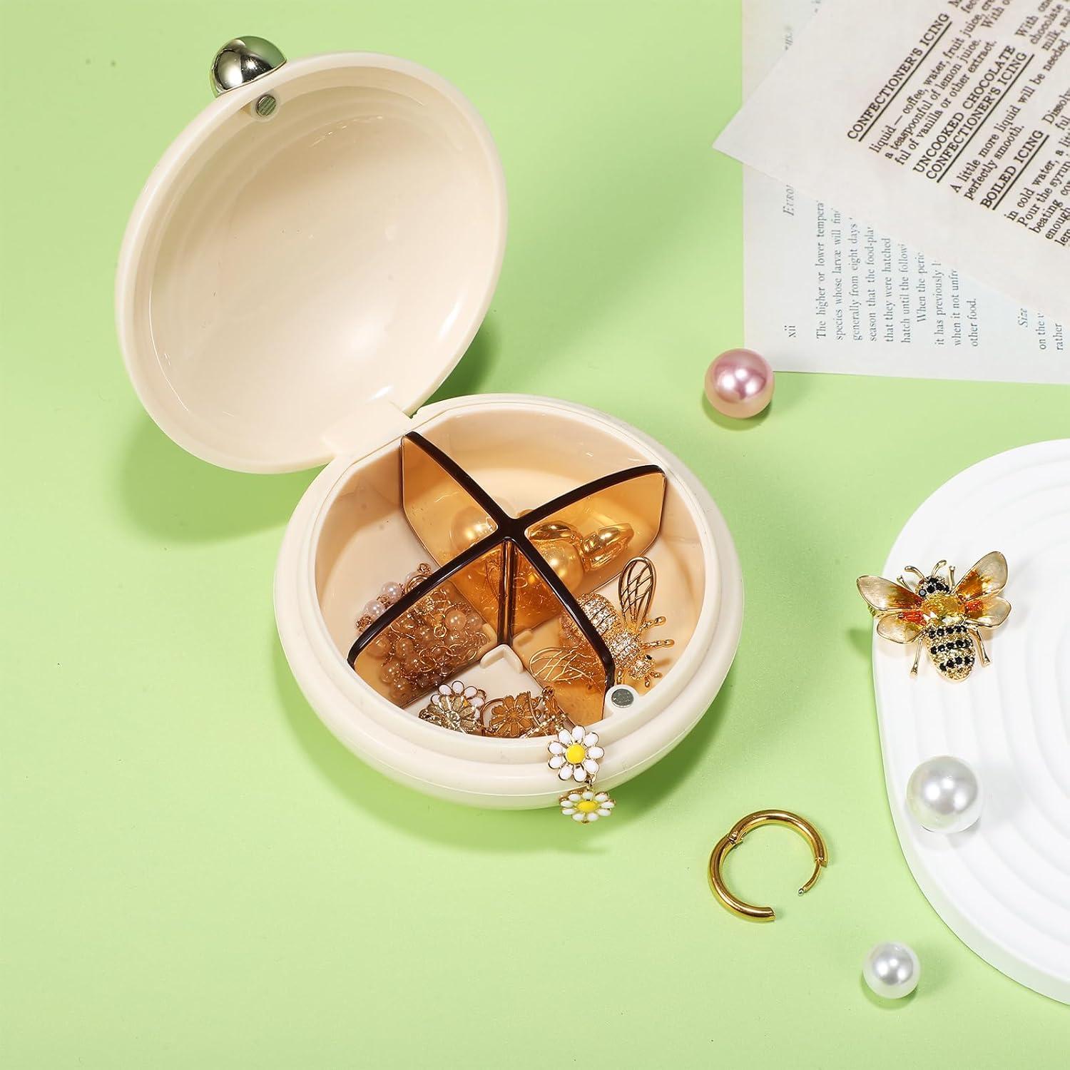 Organizador de Pastillas iPlusmile Beige - Estuche Portátil 4 Compartimentos