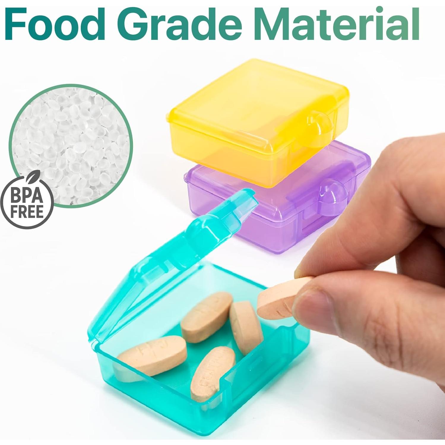 Sukuos Small Pill Box 3 pcs, Cute Travel Pill Case Daily Pill Organizer Portable for Pocket Purse for Vitamin Fish Oil Supplements, Easy to Clean