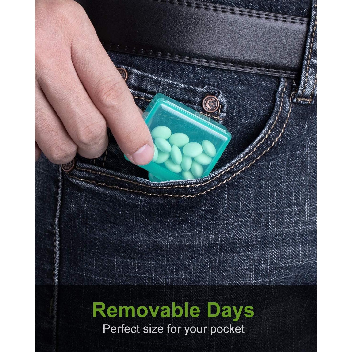 Sukuos Small Pill Box 3 pcs, Cute Travel Pill Case Daily Pill Organizer Portable for Pocket Purse for Vitamin Fish Oil Supplements, Easy to Clean