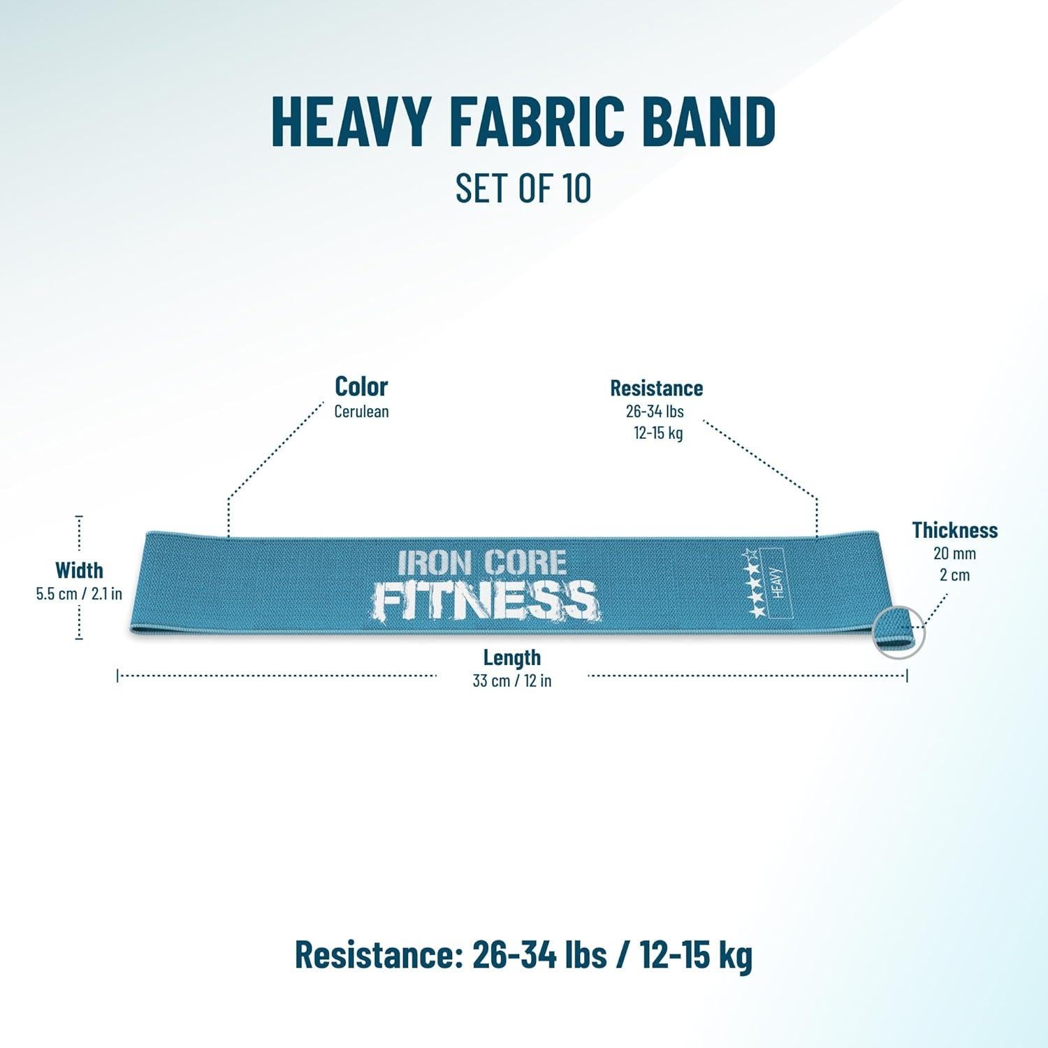 Bandas de Resistencia Mini Iron Core Fitness - 10 Piezas Pesadas