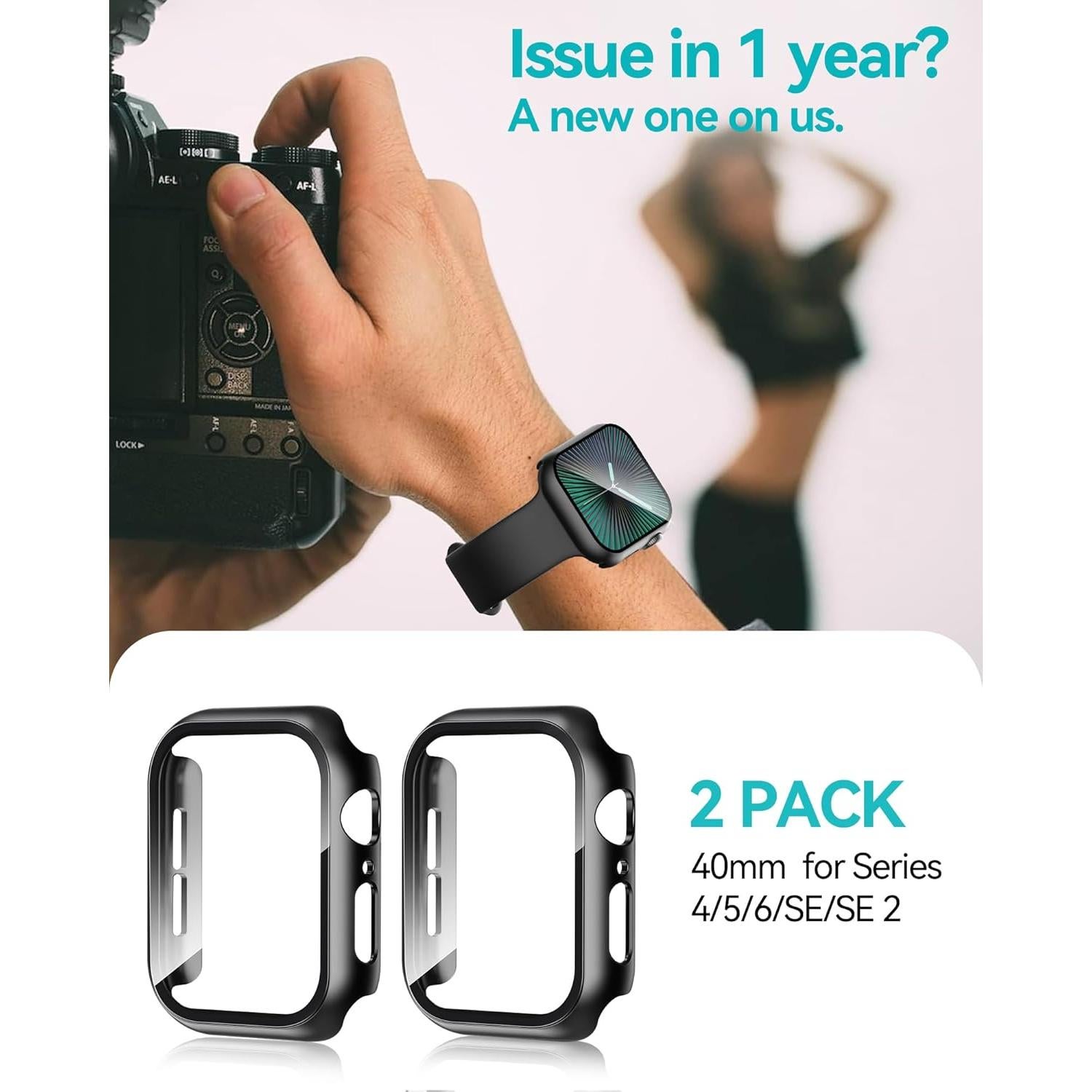 Funda Dura Smiling para Apple Watch 40mm con Protector Vidrio