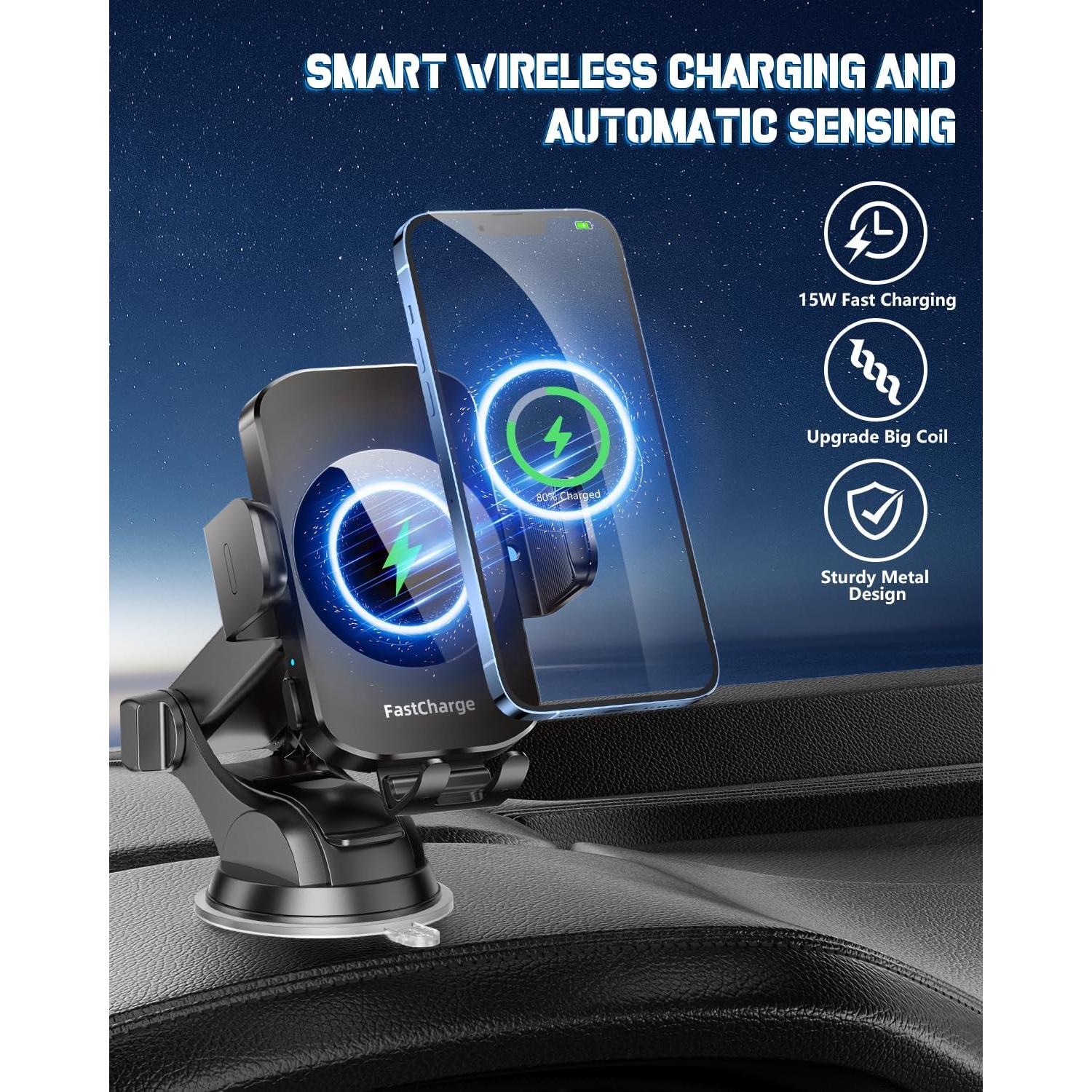 Cargador Inalámbrico Rápido 15W BothLin para Auto - Soporte 3 en 1