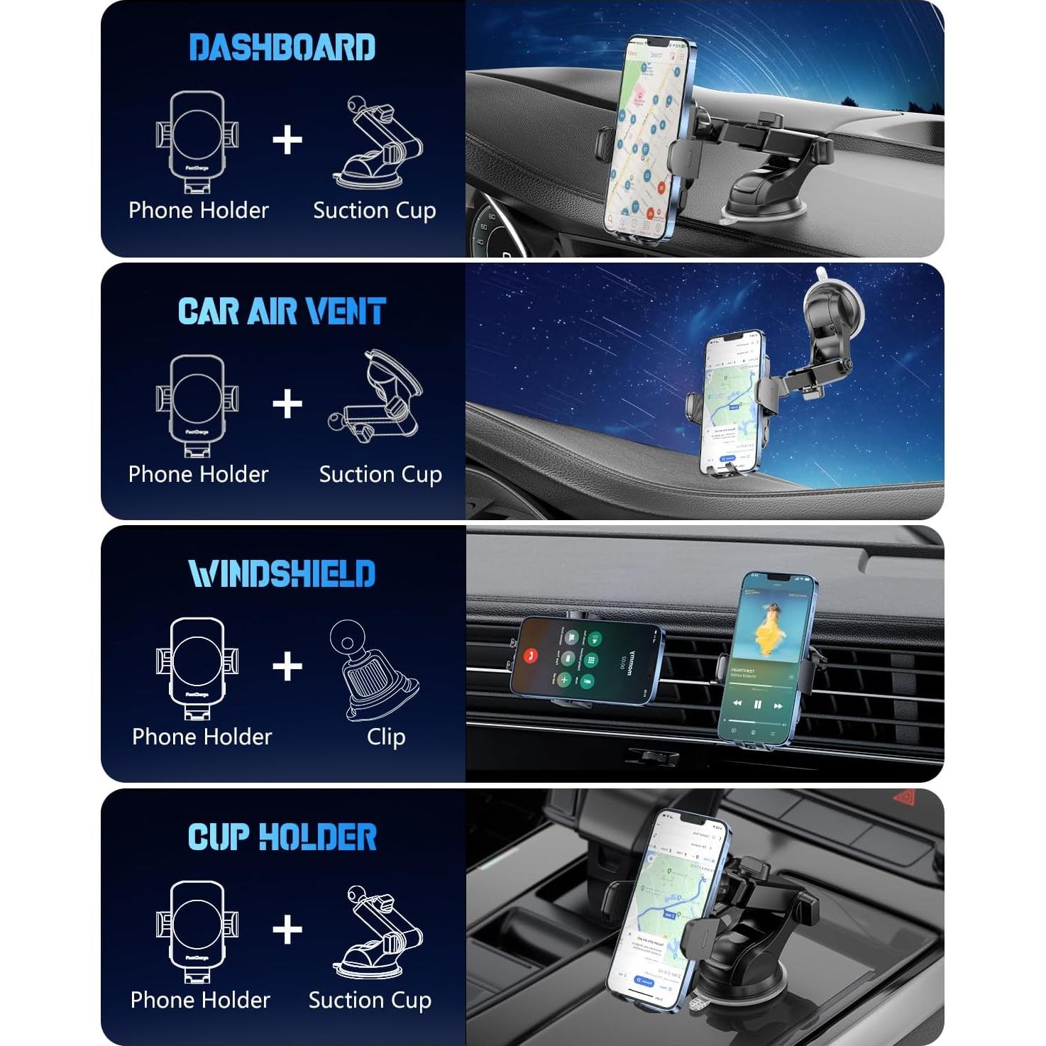 Cargador Inalámbrico Rápido 15W BothLin para Auto - Soporte 3 en 1