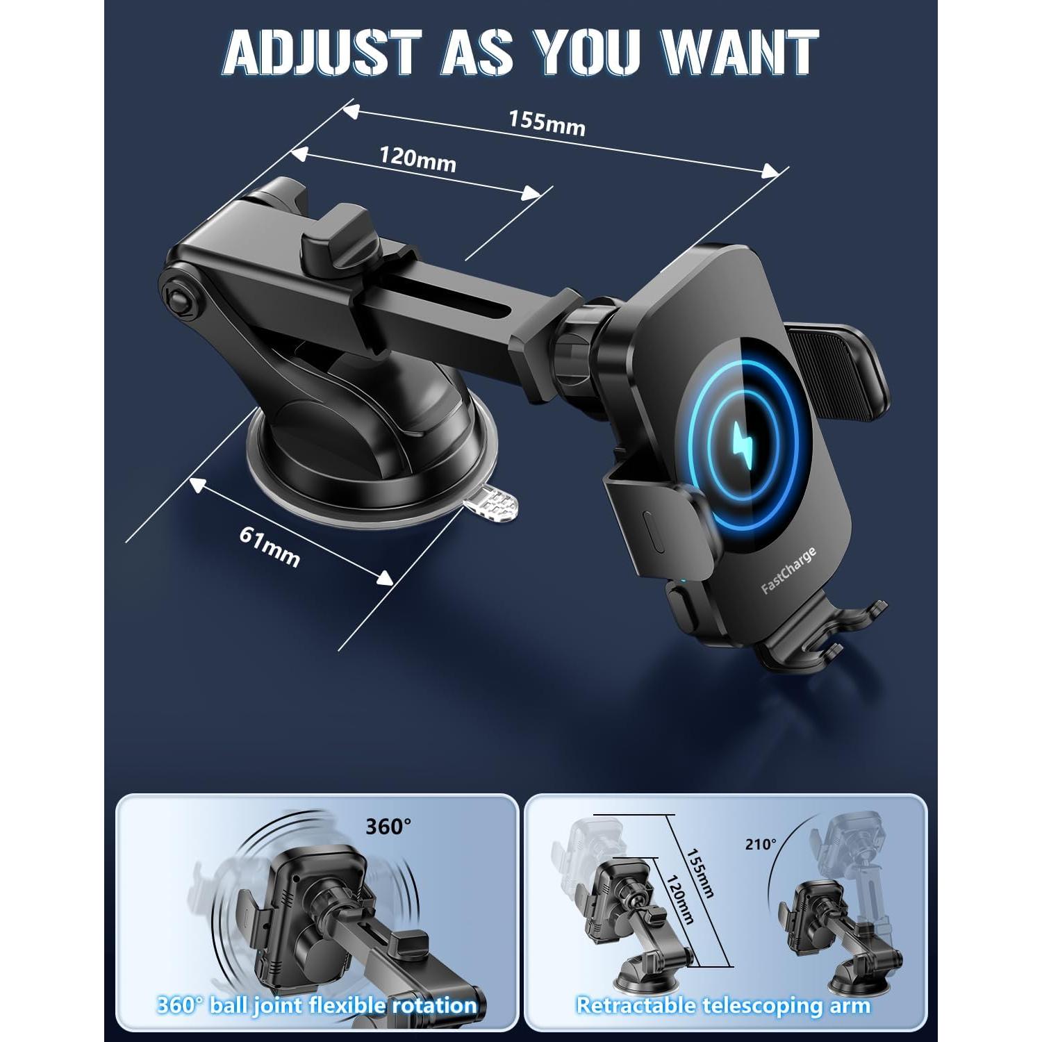 Cargador Inalámbrico Rápido 15W BothLin para Auto - Soporte 3 en 1