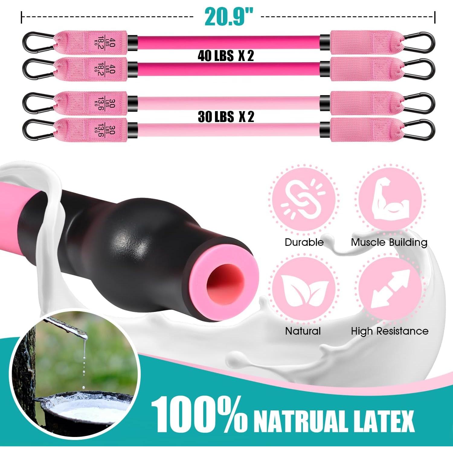 Kit de Barra de Pilates Ayombo con Bandas de Resistencia 140LBS