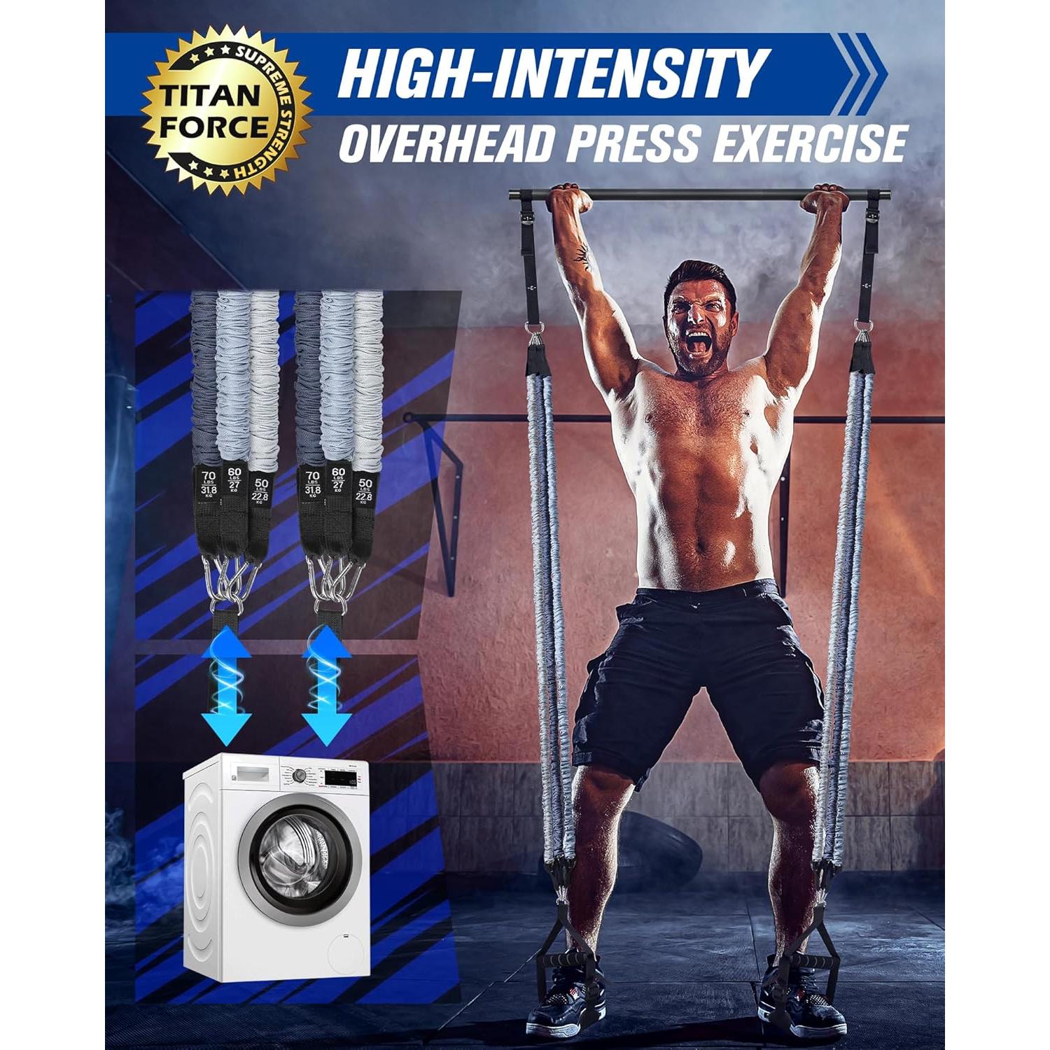 Kit de Barra de Pilates ALongSong con Bandas de Resistencia 22.68-31.75 kg