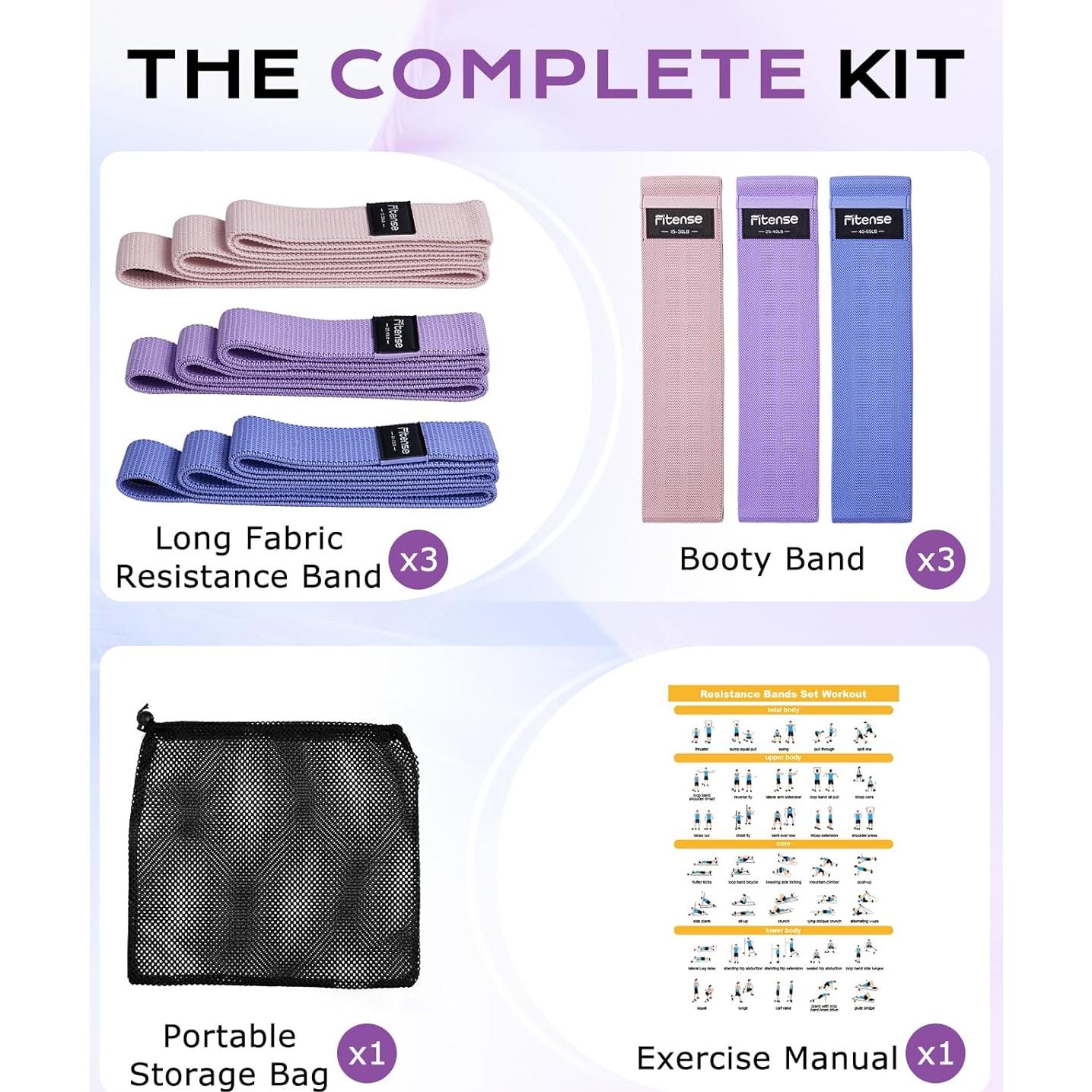 Set de Bandas de Resistencia de Tela Fitense 6 Piezas - Antideslizantes